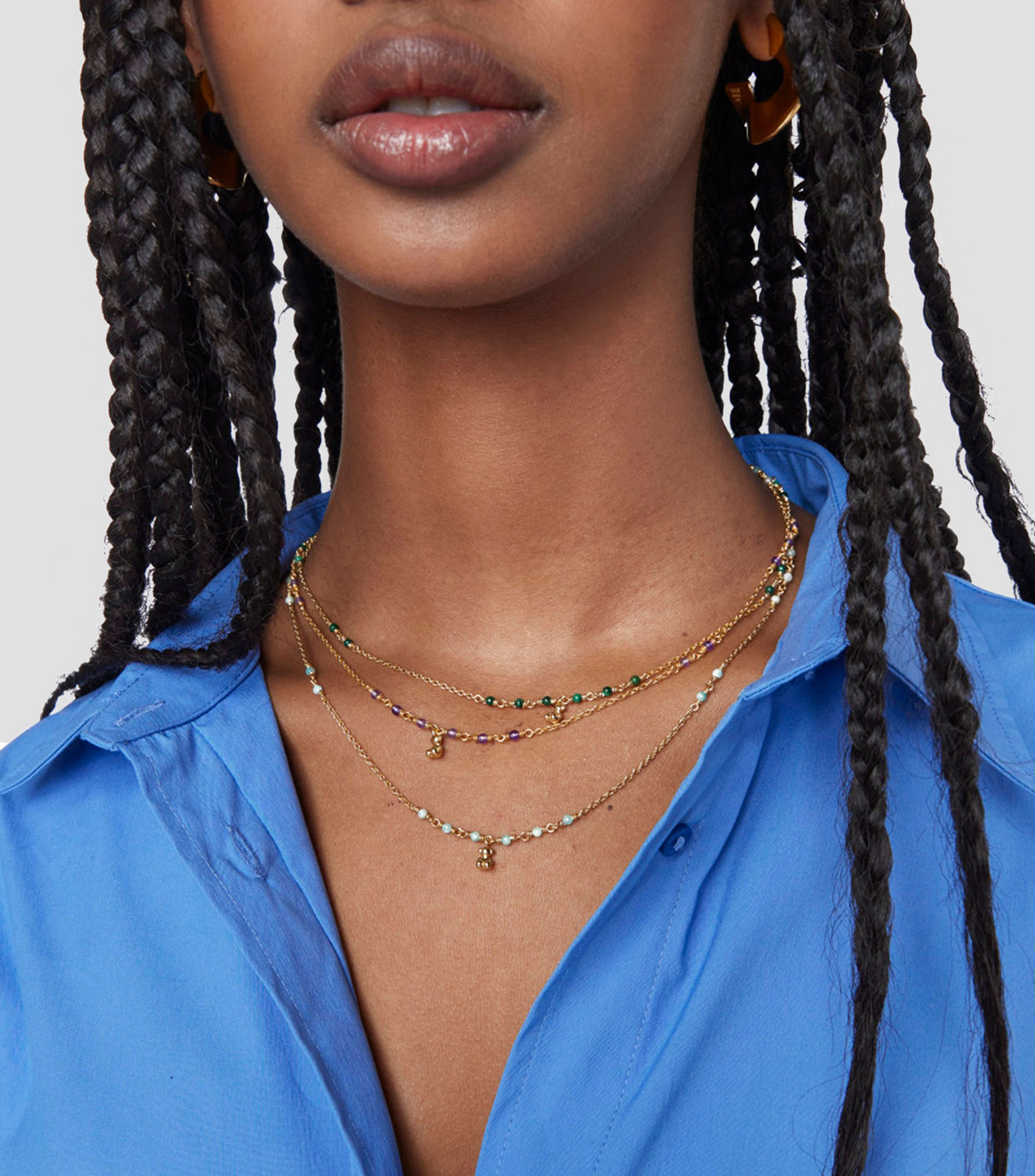 Collar en plata .925 con amazonita Bold Bear Mujer