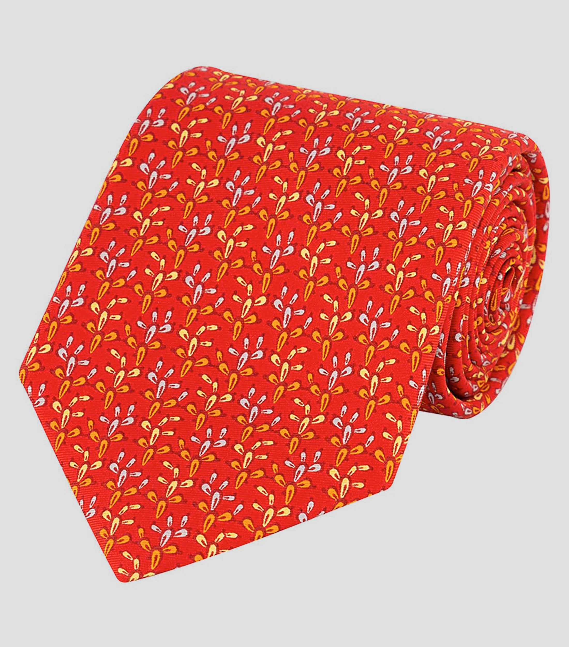 Corbata ancha de seda roja con nopales