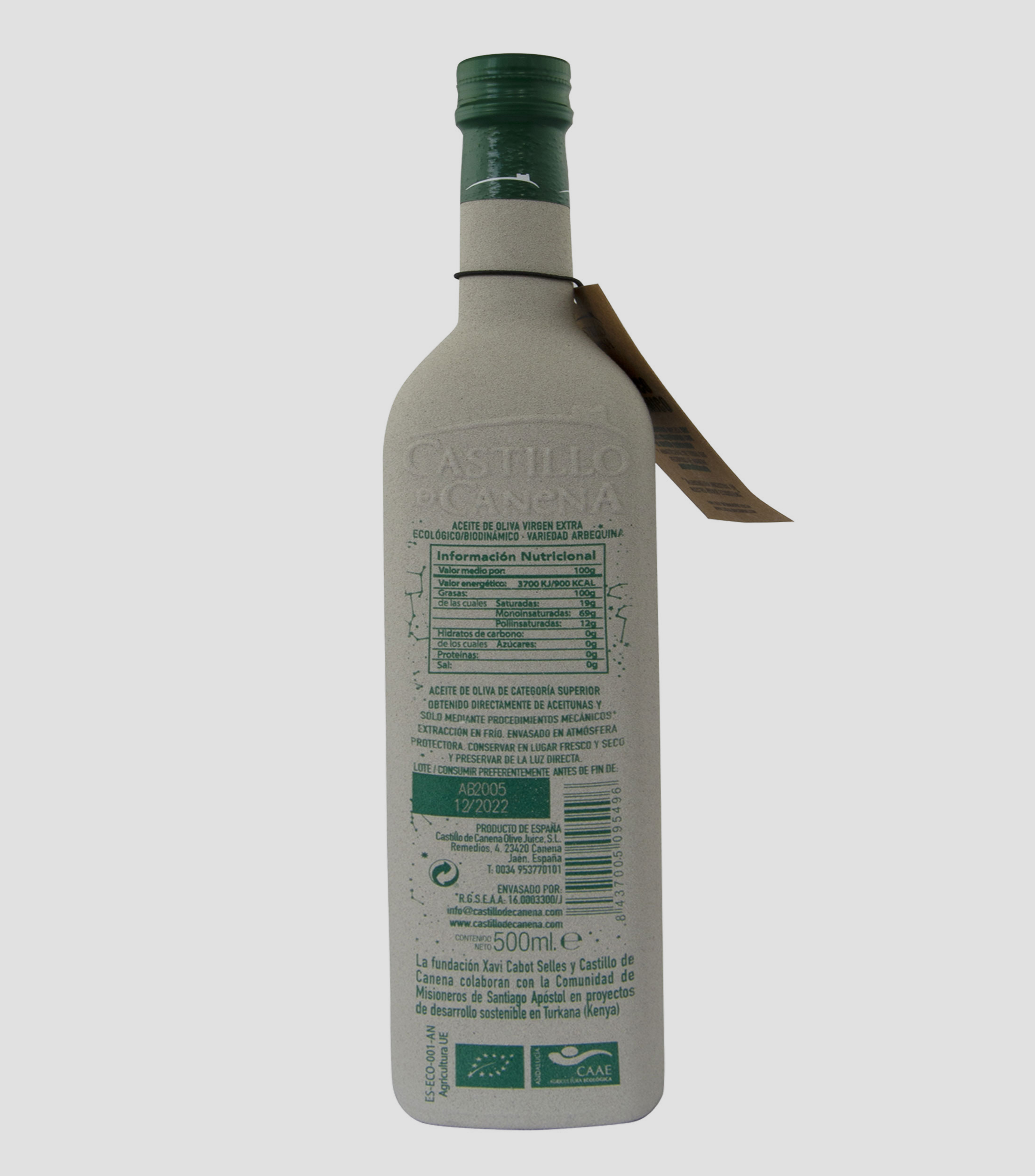 Aceite de oliva Extra Virgen Arbequina Biodinamico, 500 ml