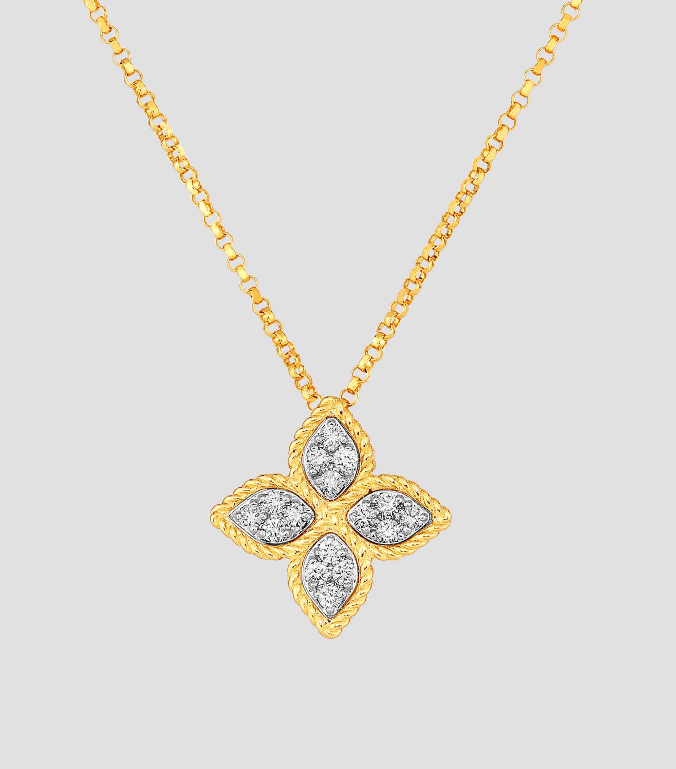 Collar en oro amarillo 18 Kilates con diamantes Princess Flower Mujer