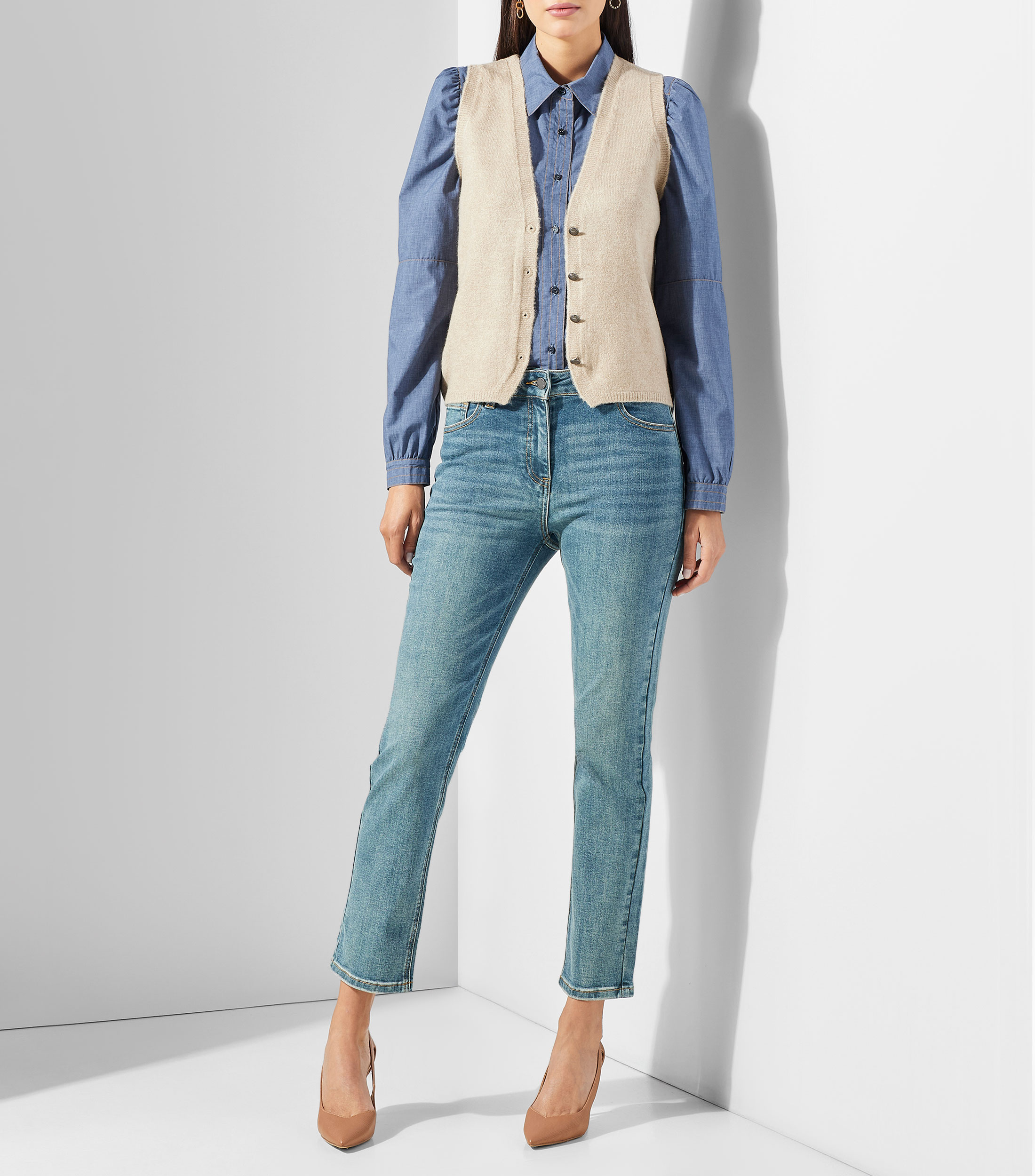 Blusa lisa manga larga Mujer