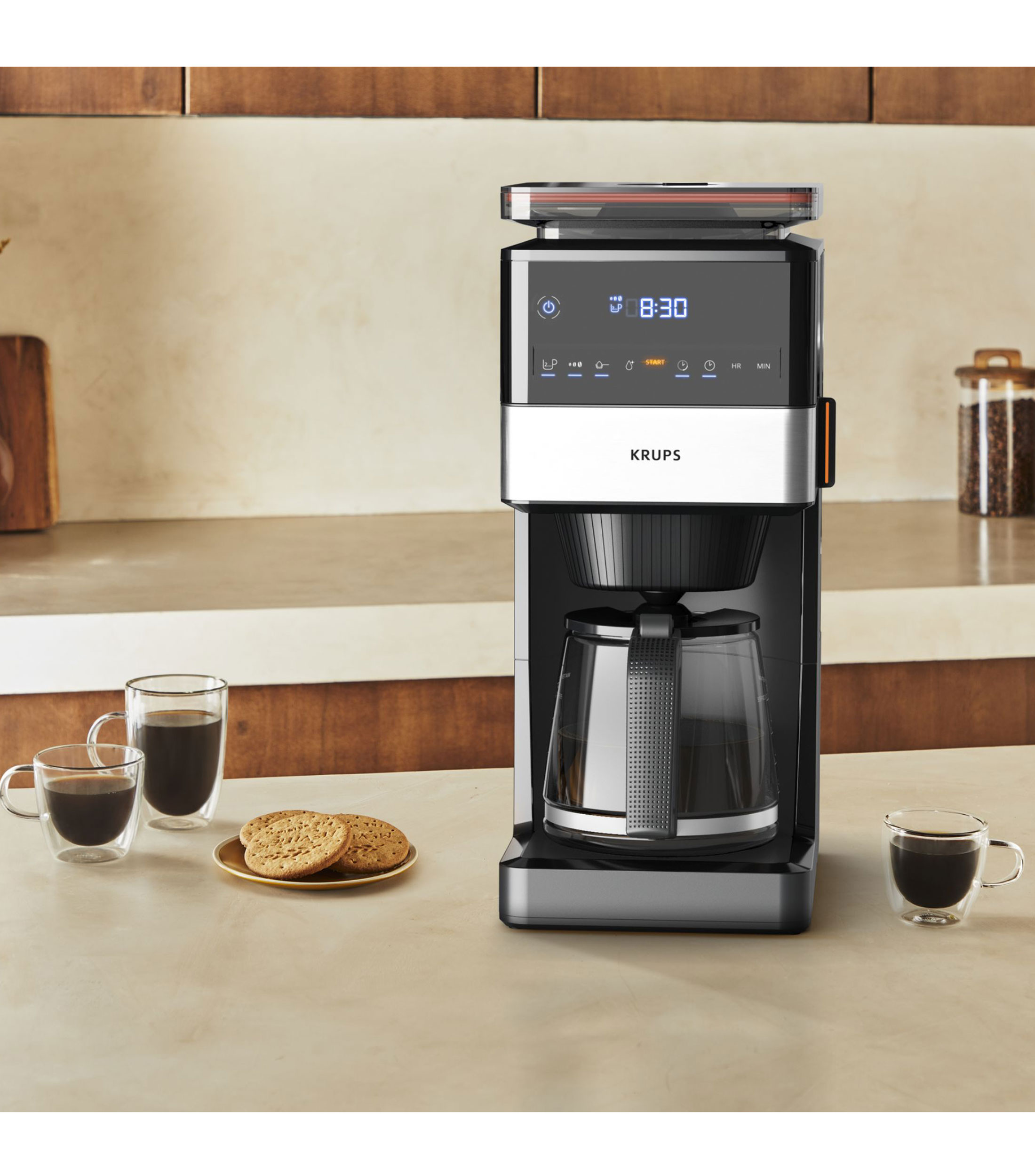 Cafetera automatica de filtro permanente con molino Aroma Grind and Brew, para 14 tazas