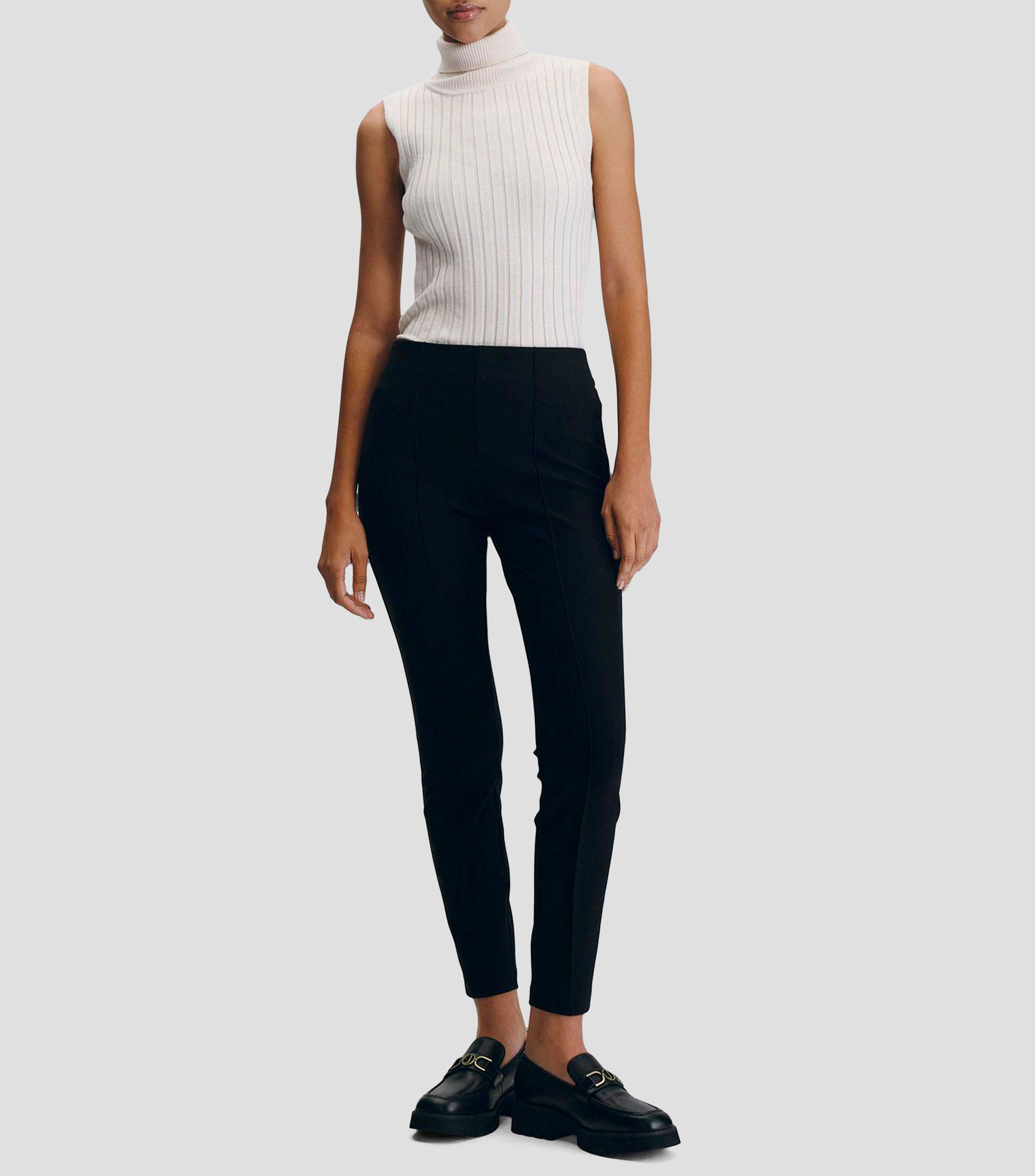 Leggings Tiro Alto Con Costilla Mujer