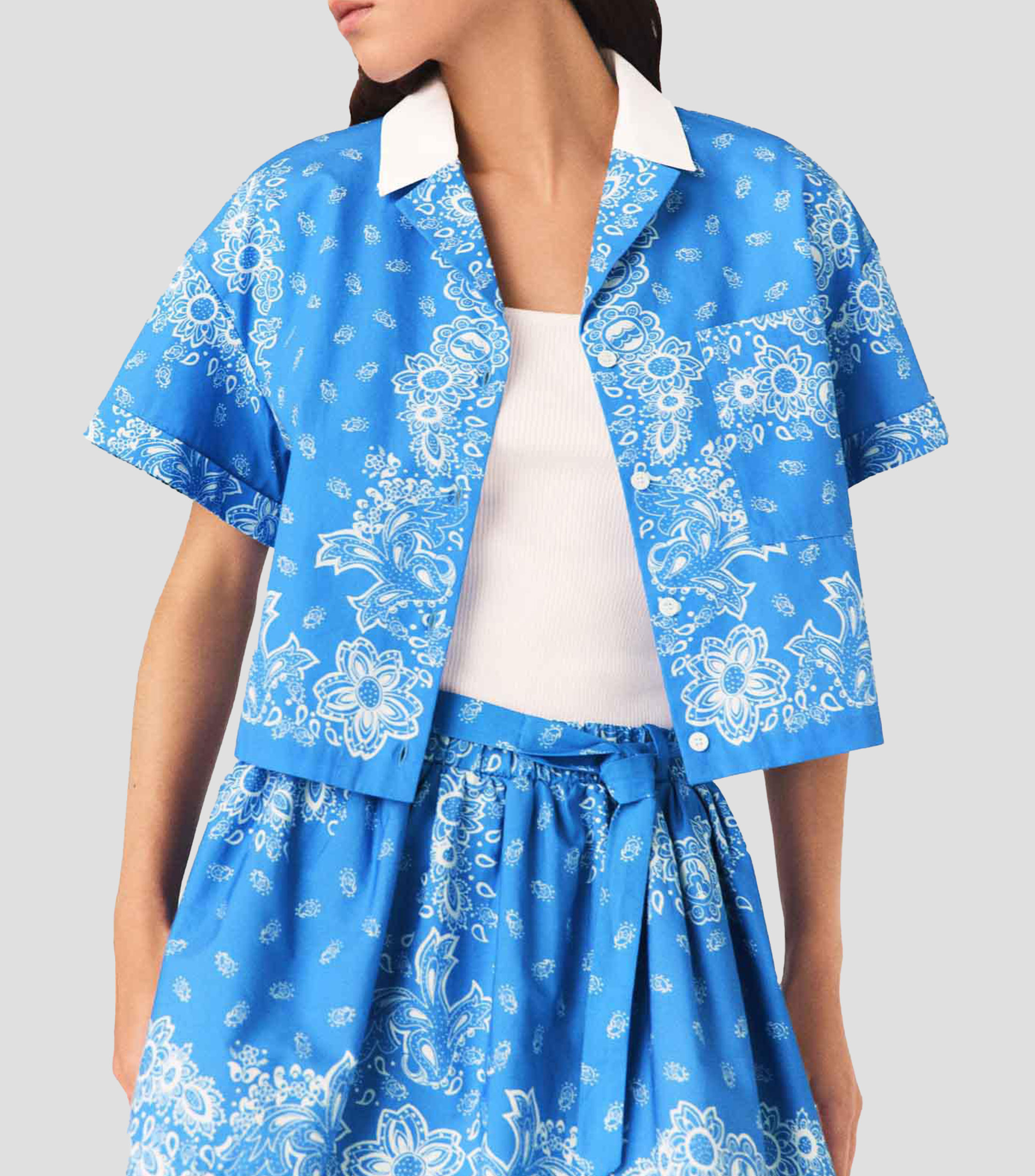 Camisa estampada manga corta 226Cinabo Mujer