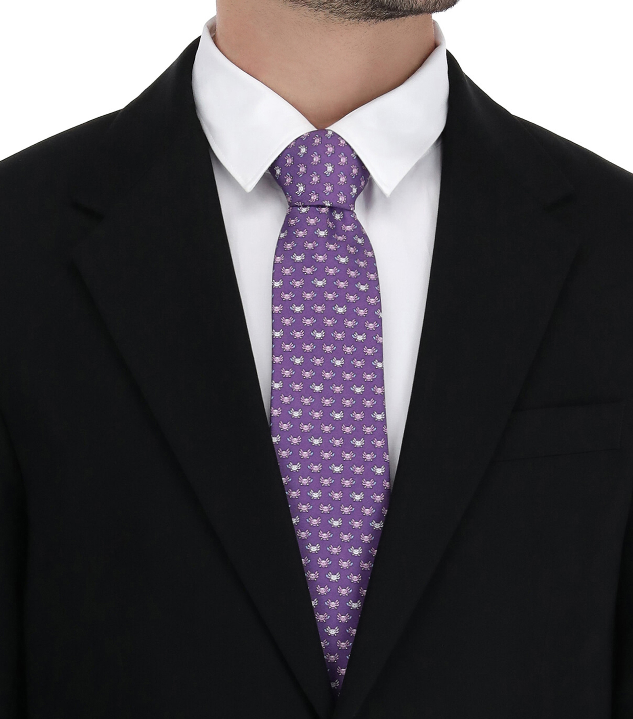 Corbata ancha en seda con ajolotes Hombre