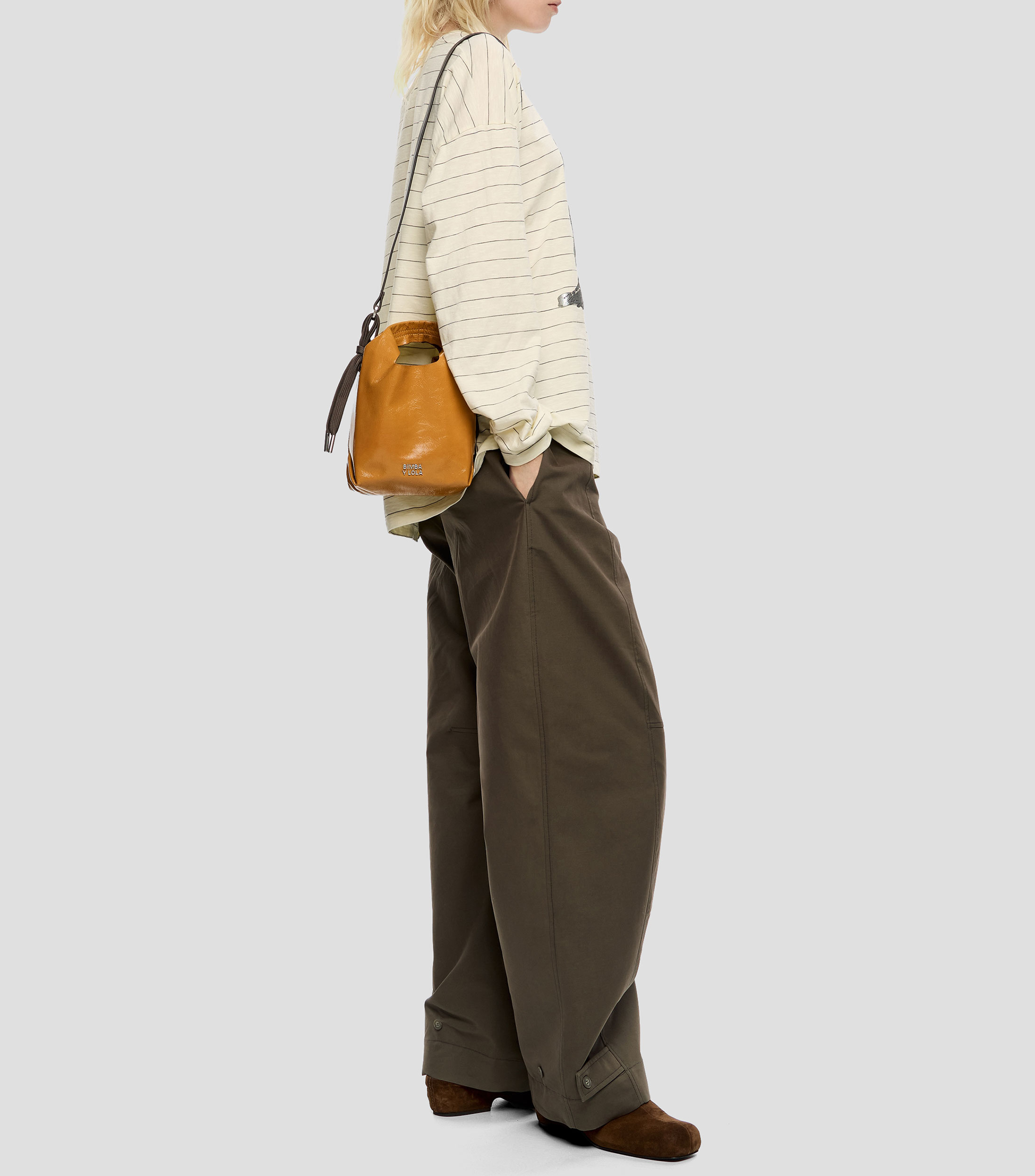 Bolsa Shoulder Paper mini piel caramelo Mujer