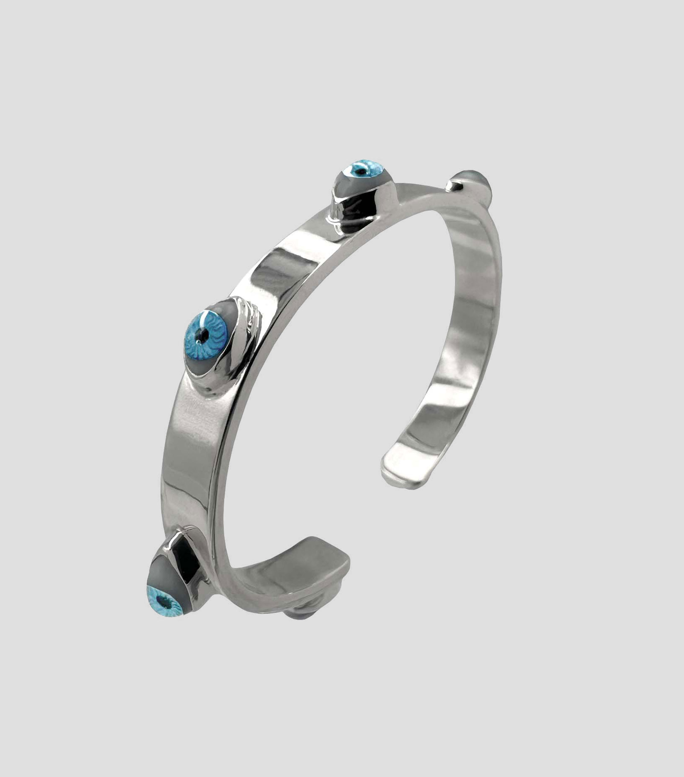 Brazalete en plata esterlina con ojos de cristal Hombre