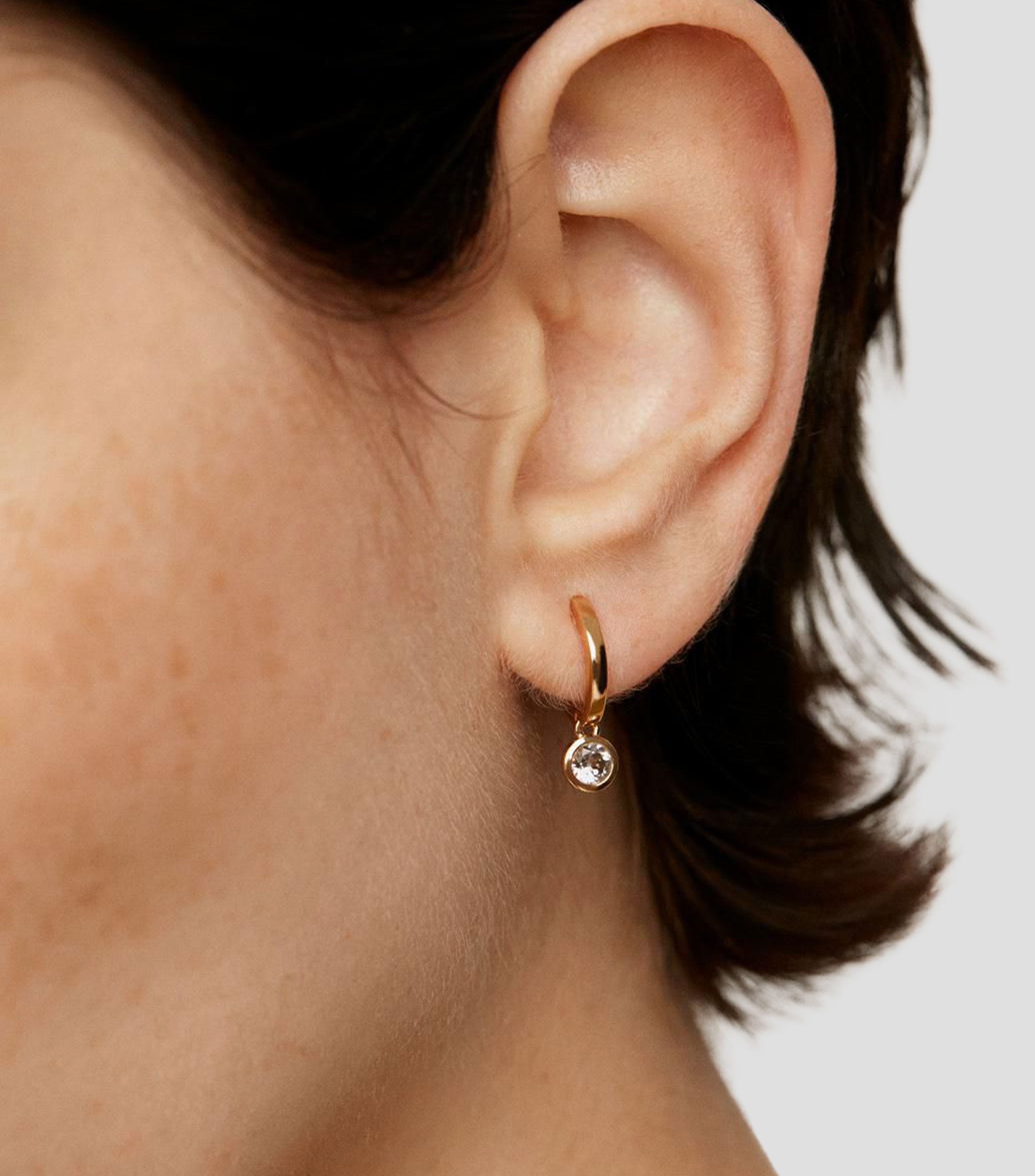 Pendientes en plata .925 con incrustación de topacio blanco Elúa Mujer