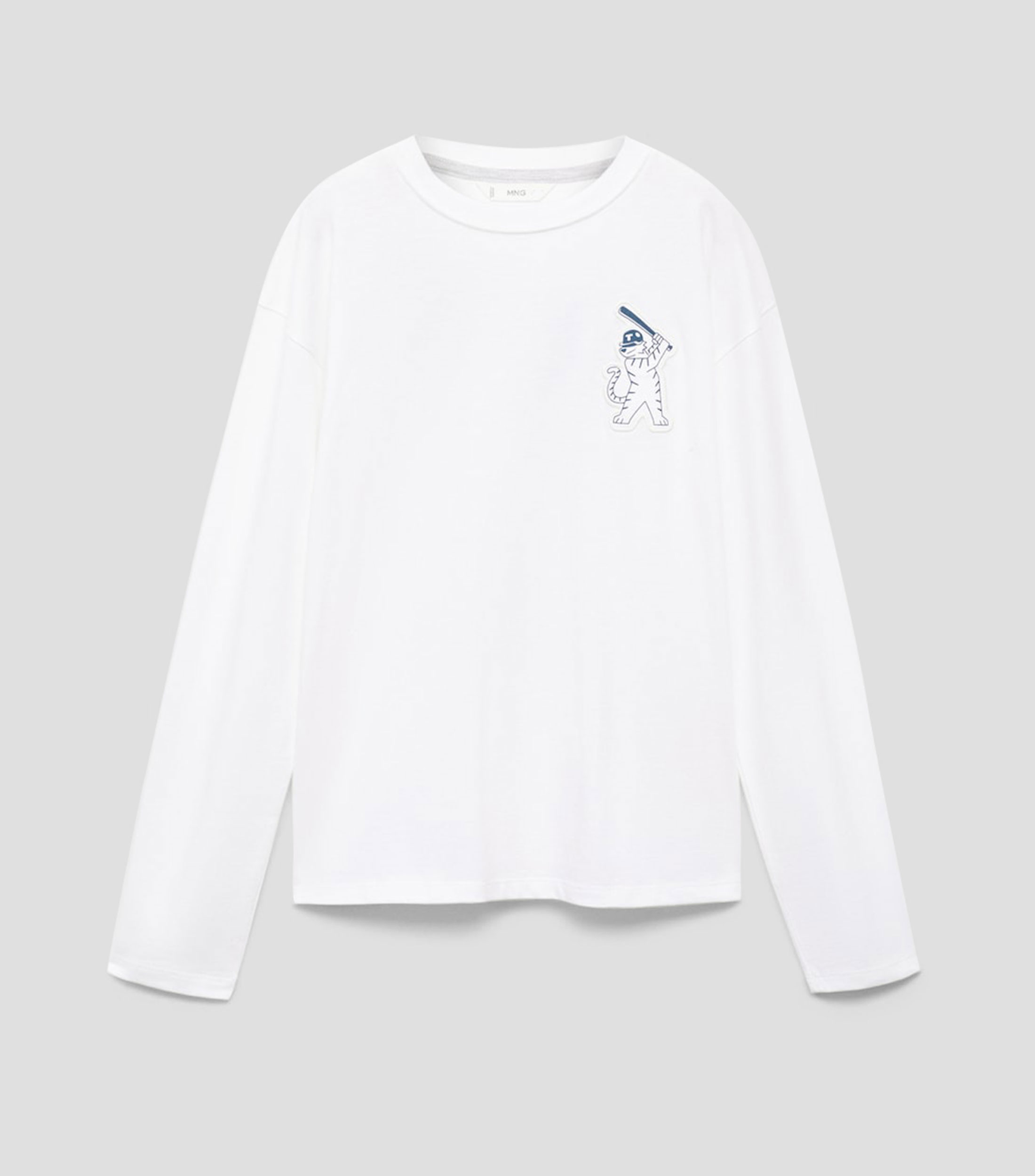 Playera de cuello redondo y manga larga estampada Niño