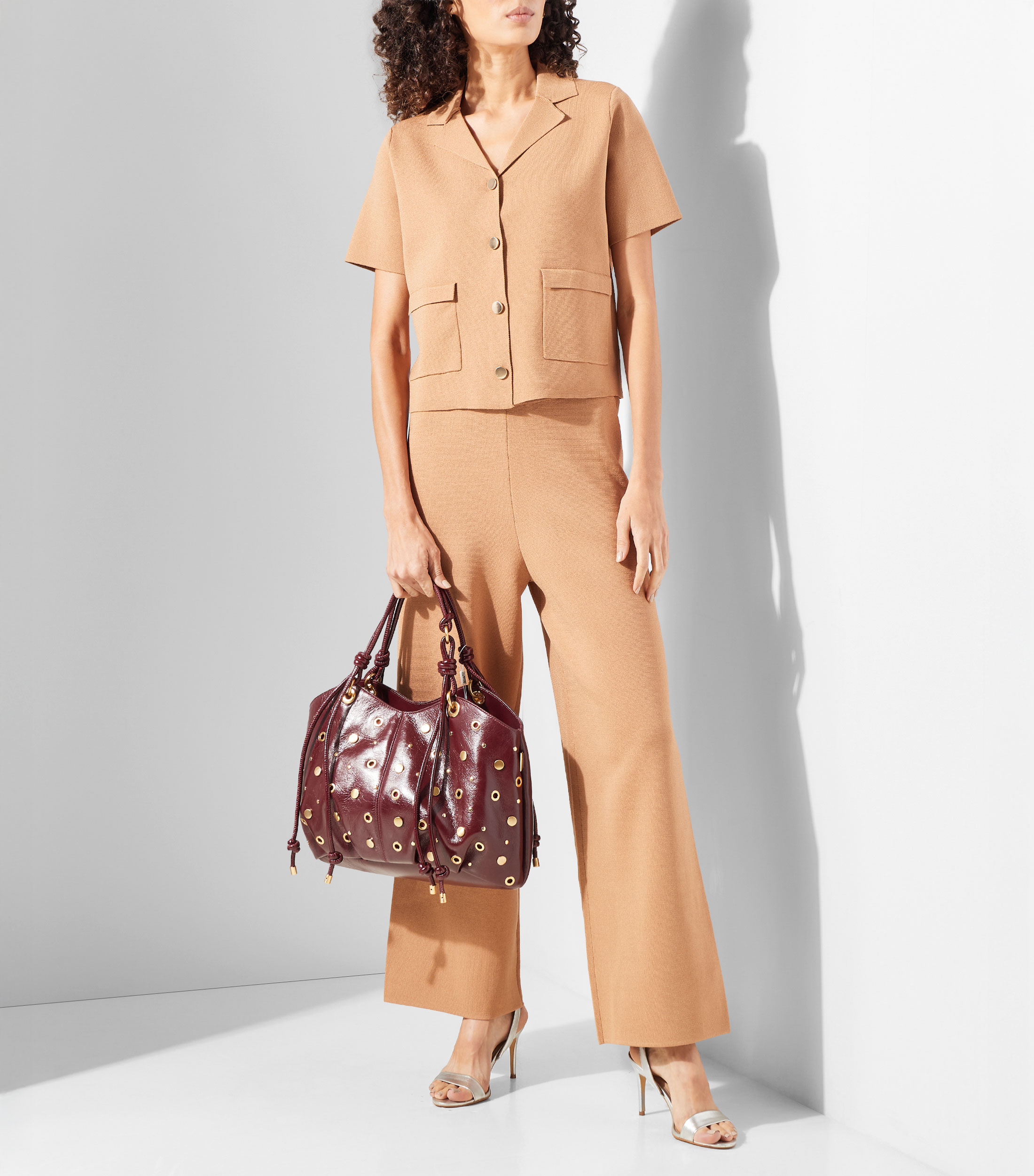 Bolsa Tote en piel vacuna Berry fantasía Mujer