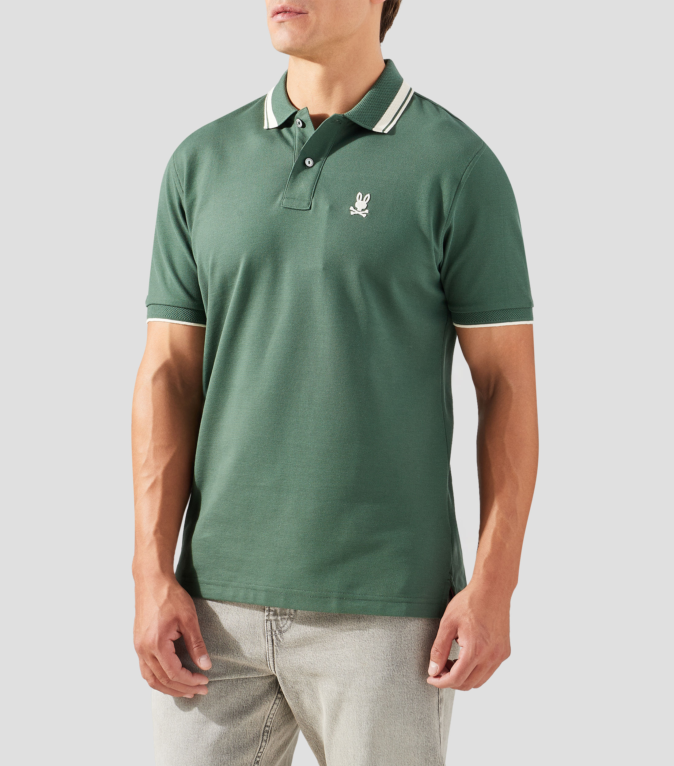 Playera tipo polo manga corta lisa Hombre
