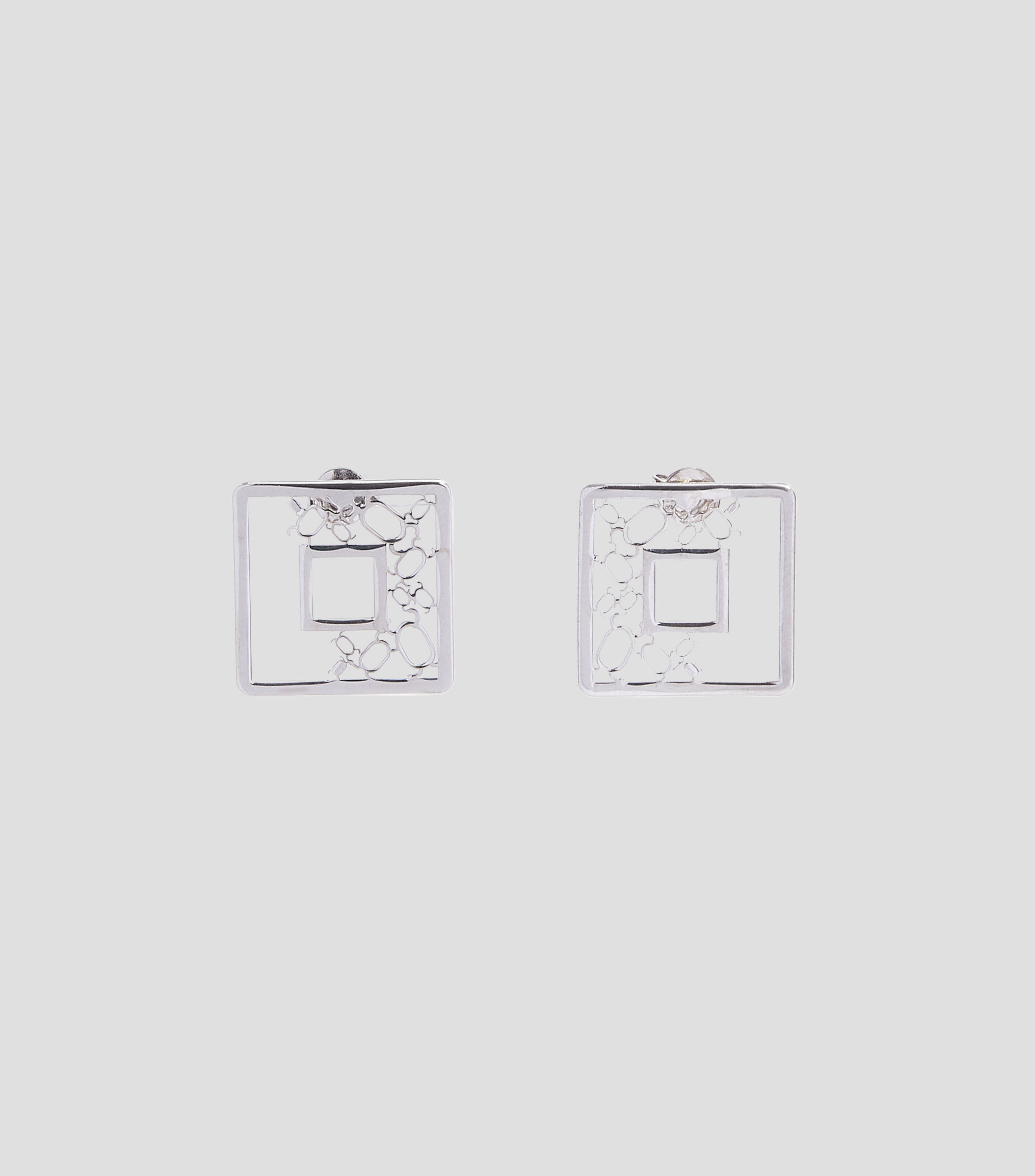 Aretes Amor Creciente Cuadro Chico en plata .925 Mujer