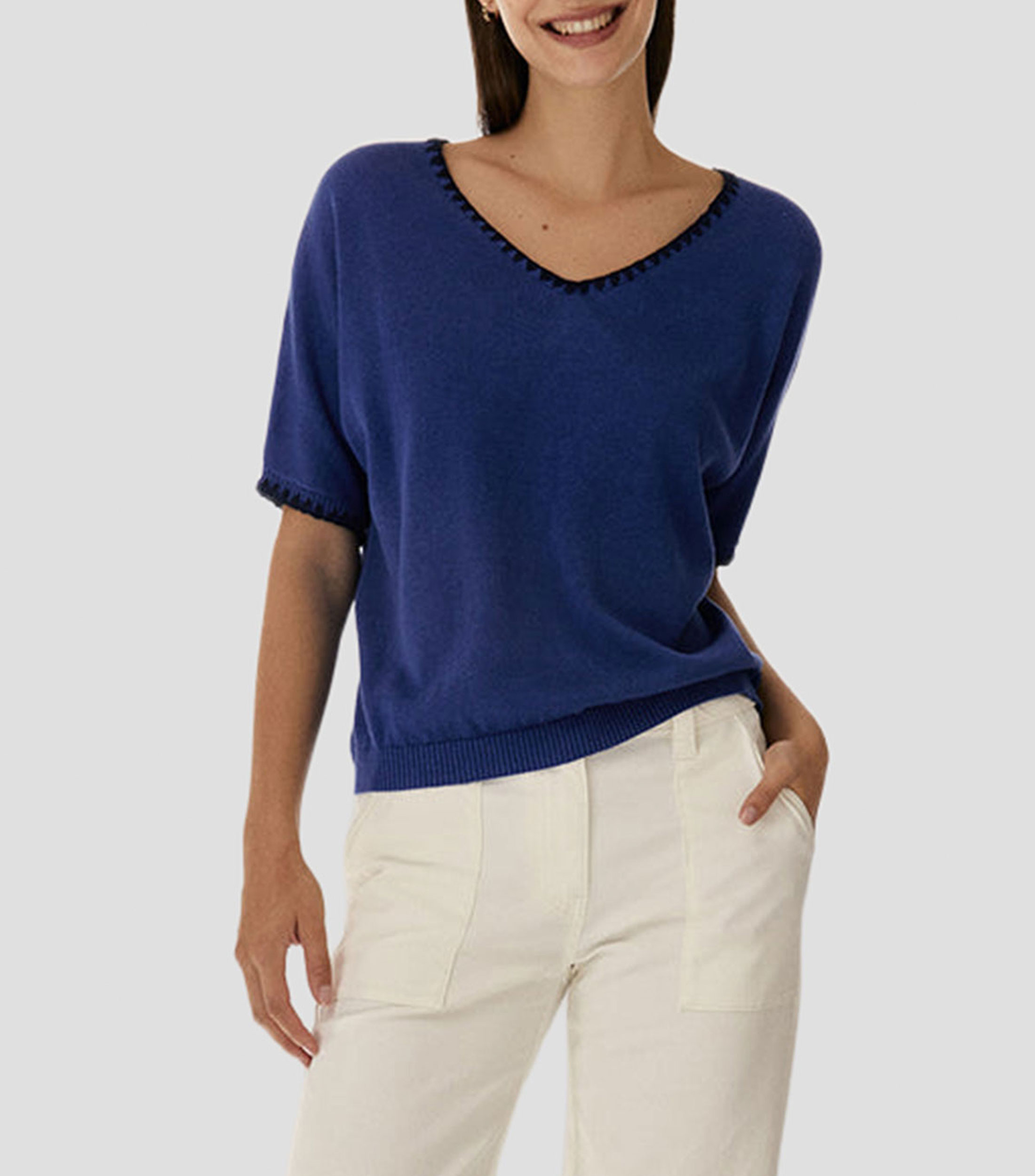 Suéter cuello V Mujer