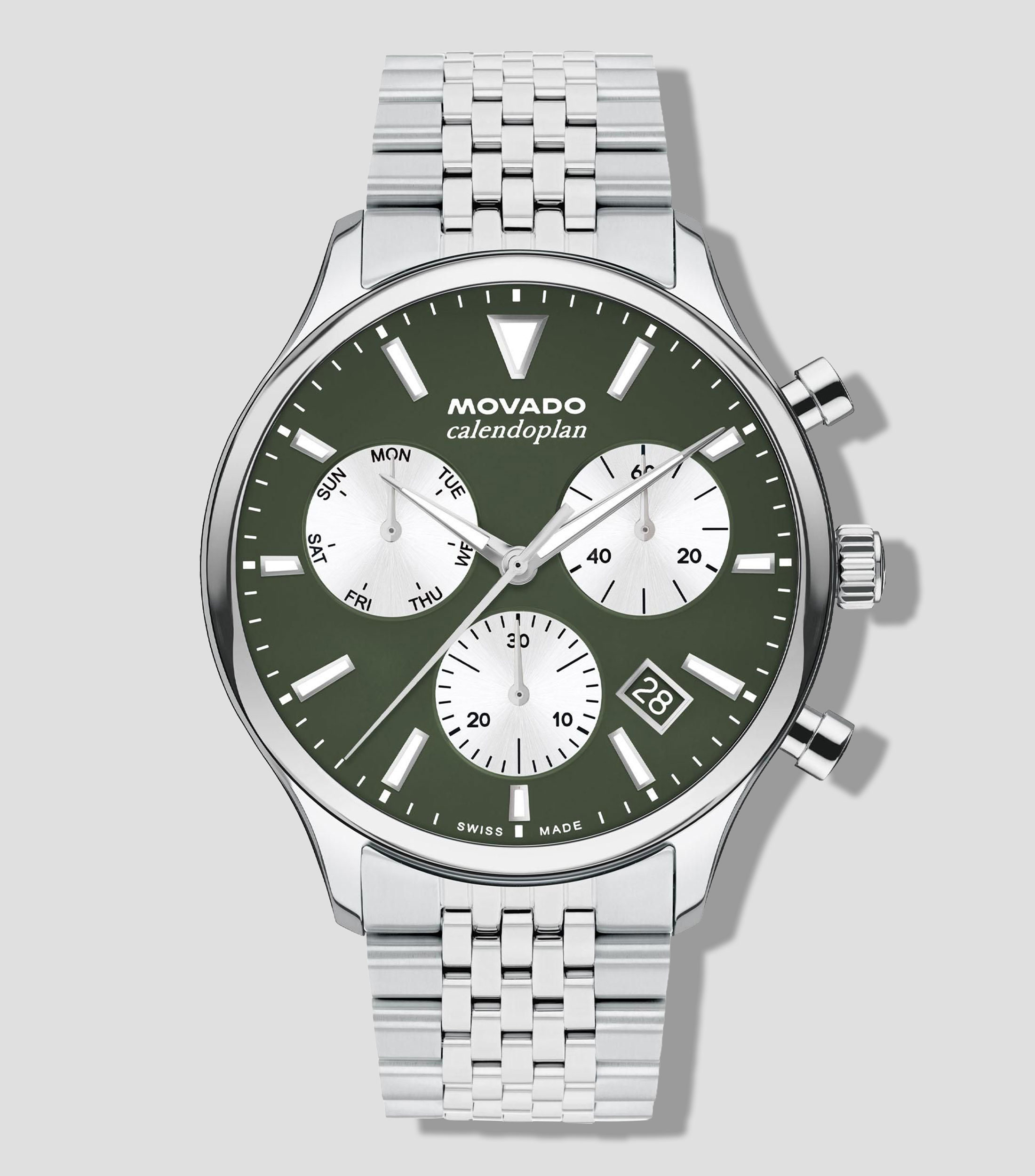 Reloj para Hombre Heritage Calendoplan Casual Verde, Plateado