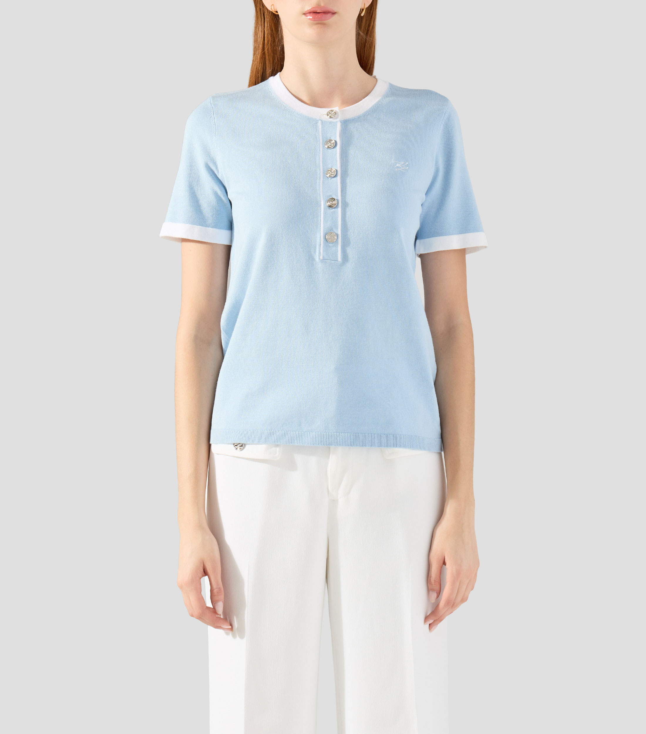 Blusa lisa con manga corta Mujer