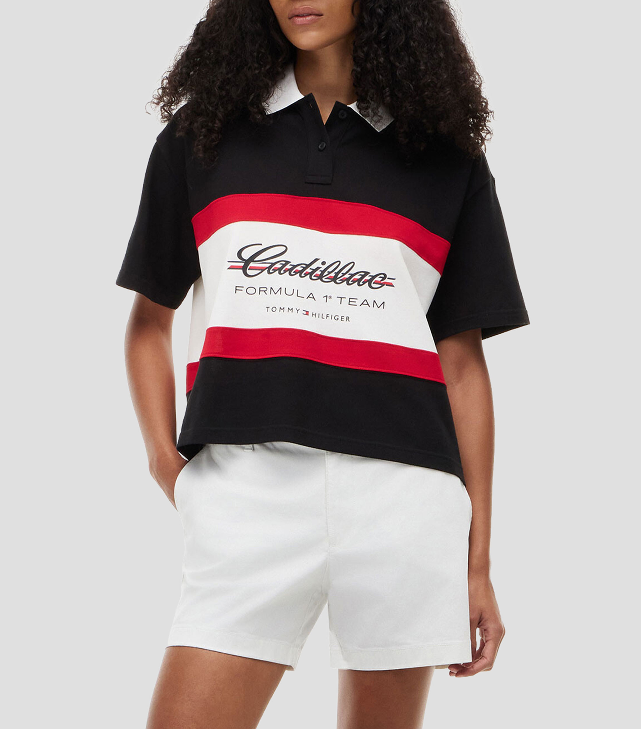 Playera Tipo Polo Manga Corta Estampada Mujer