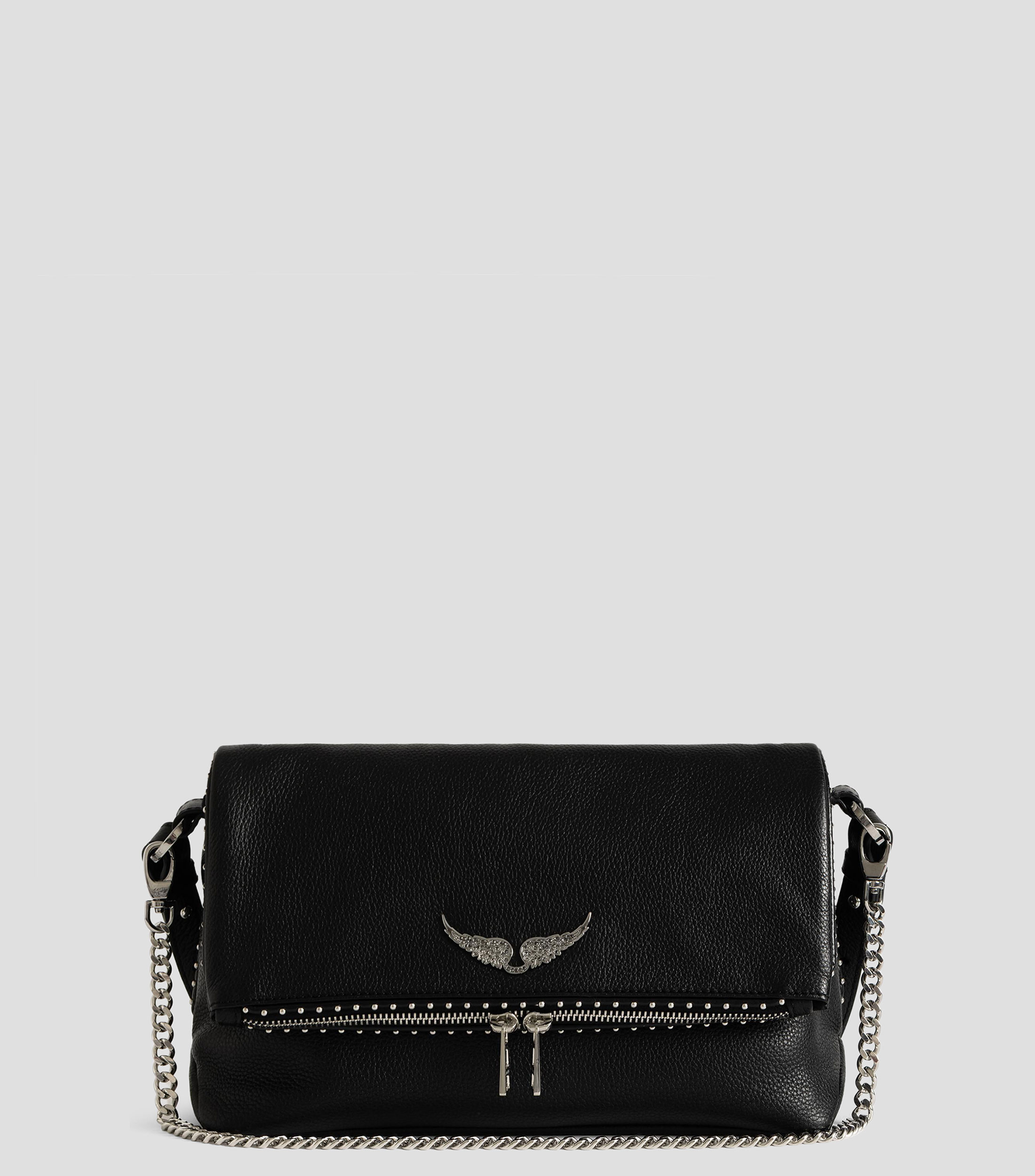 Bolsa crossbody en piel lisa con detalle texturizado Mujer