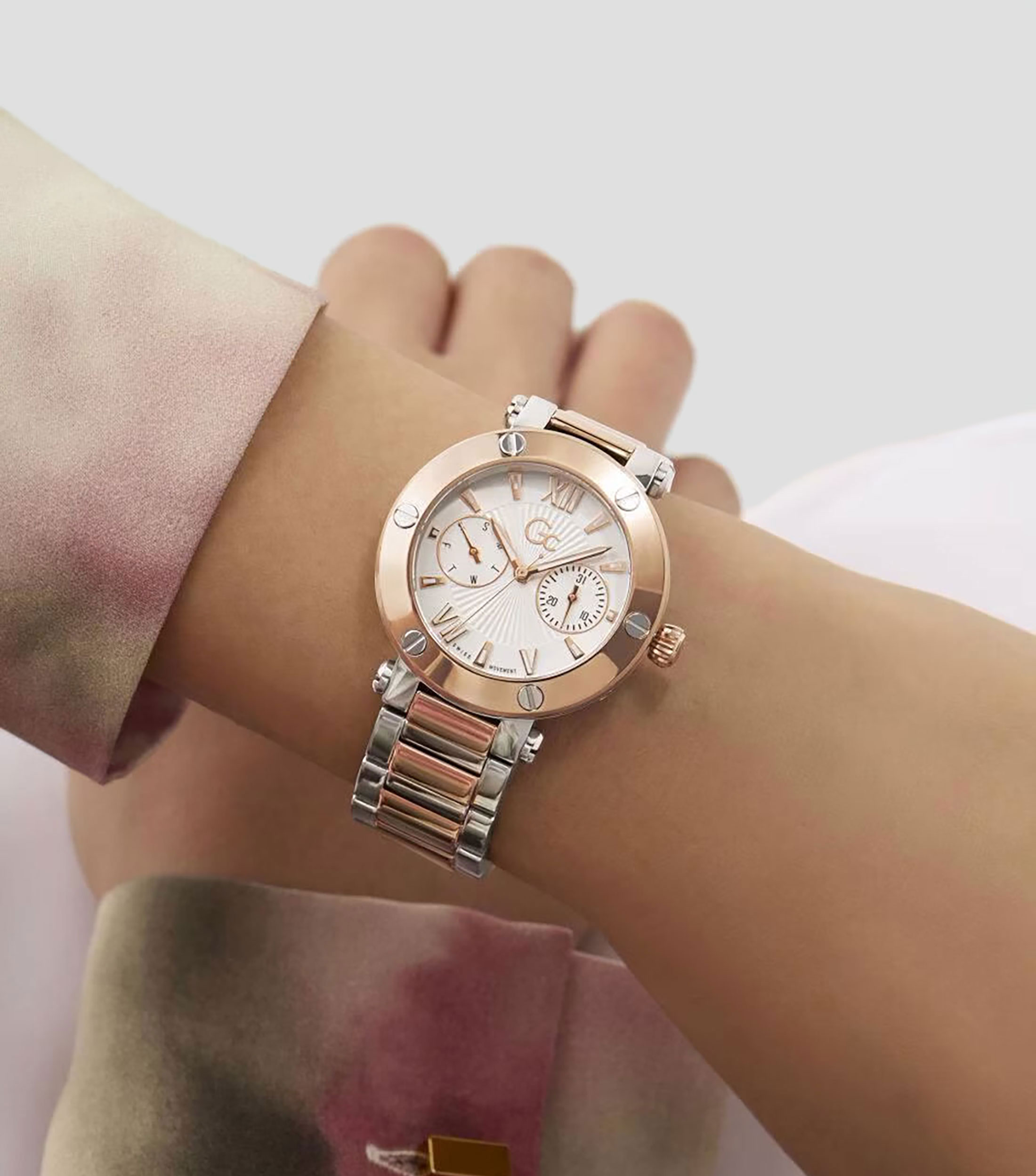 Reloj para Mujer Aura casual plateado/rosa