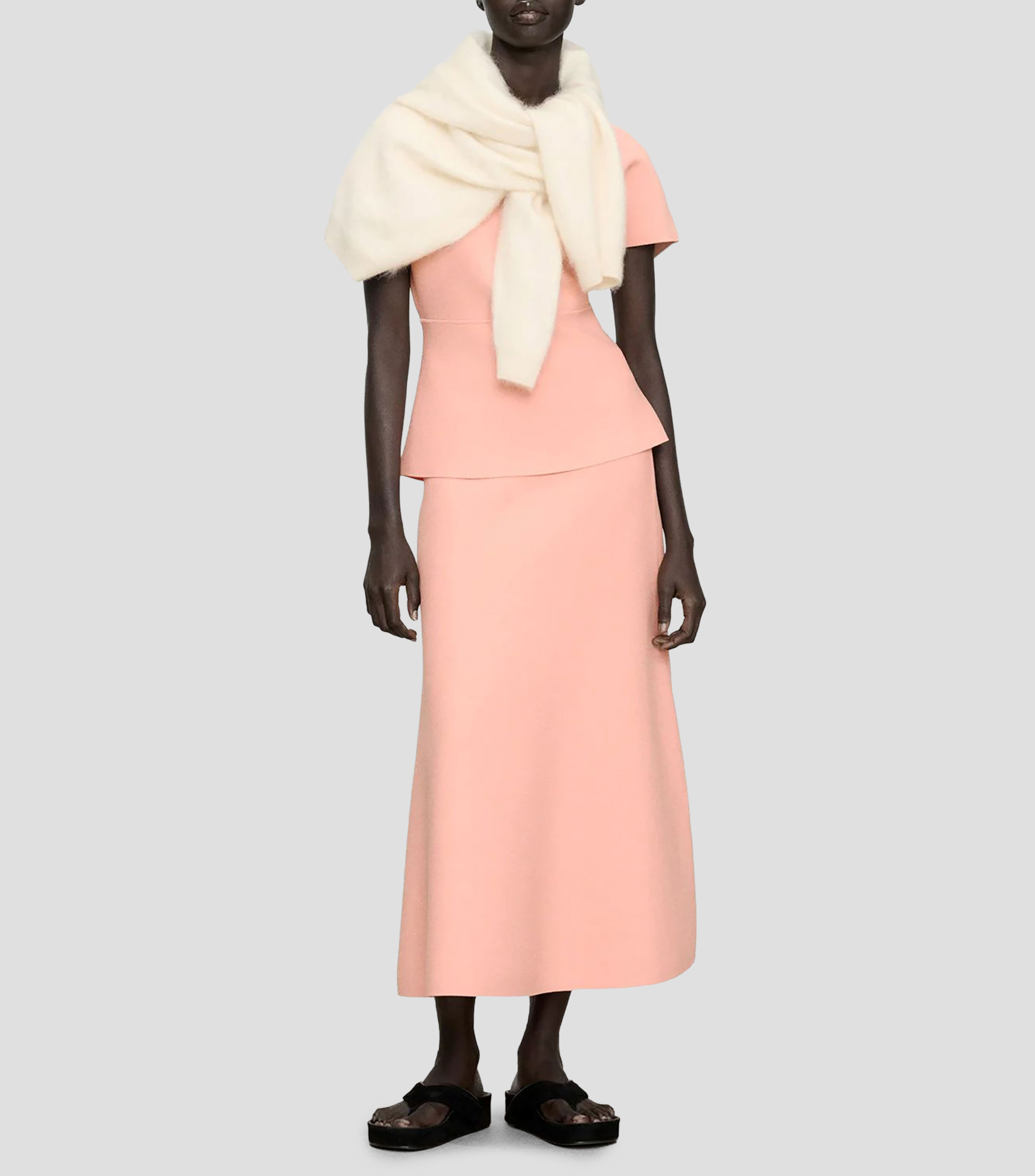 Falda midi corte regular liso Mujer