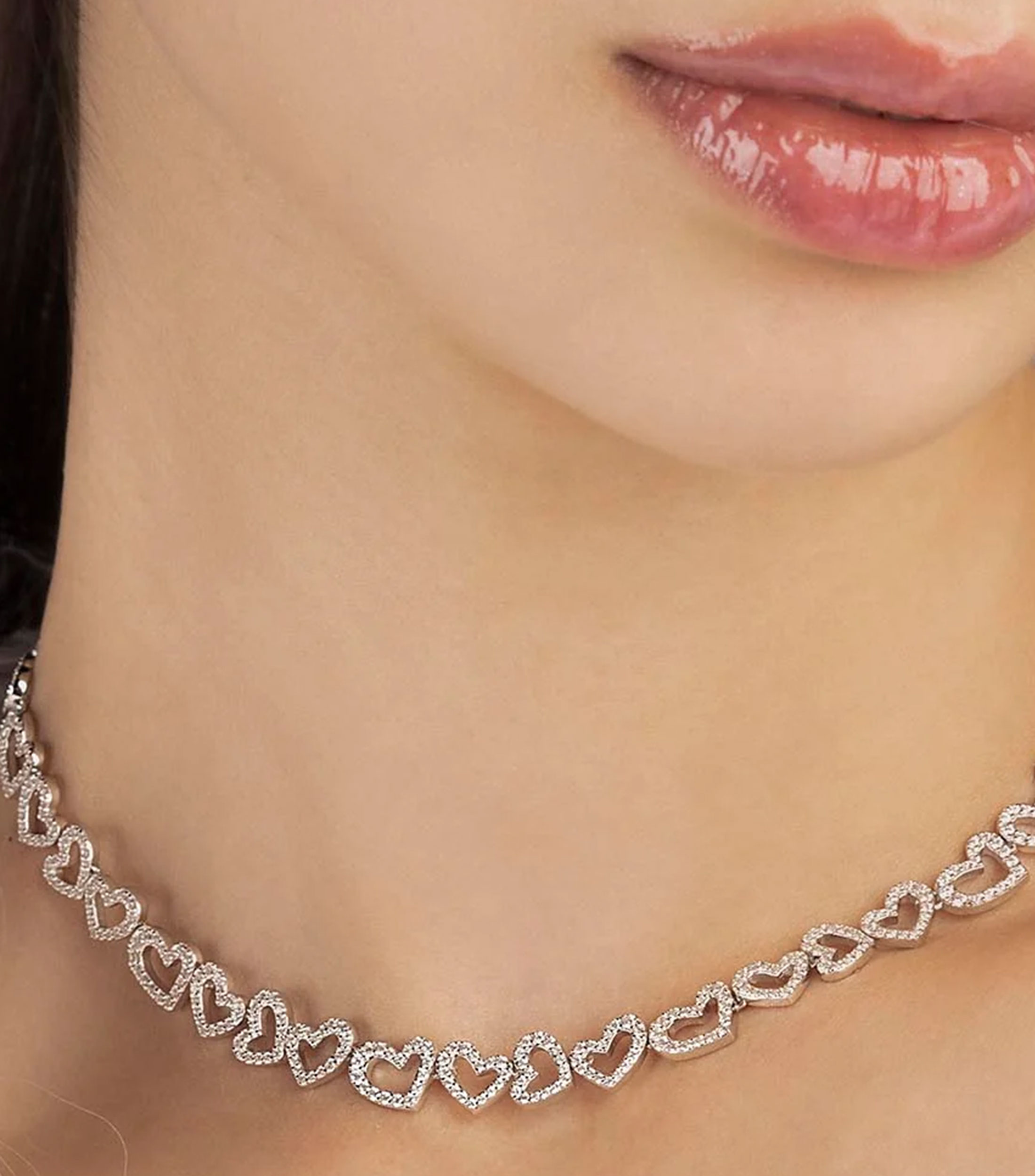 Collar en plata de ley corazones Mujer