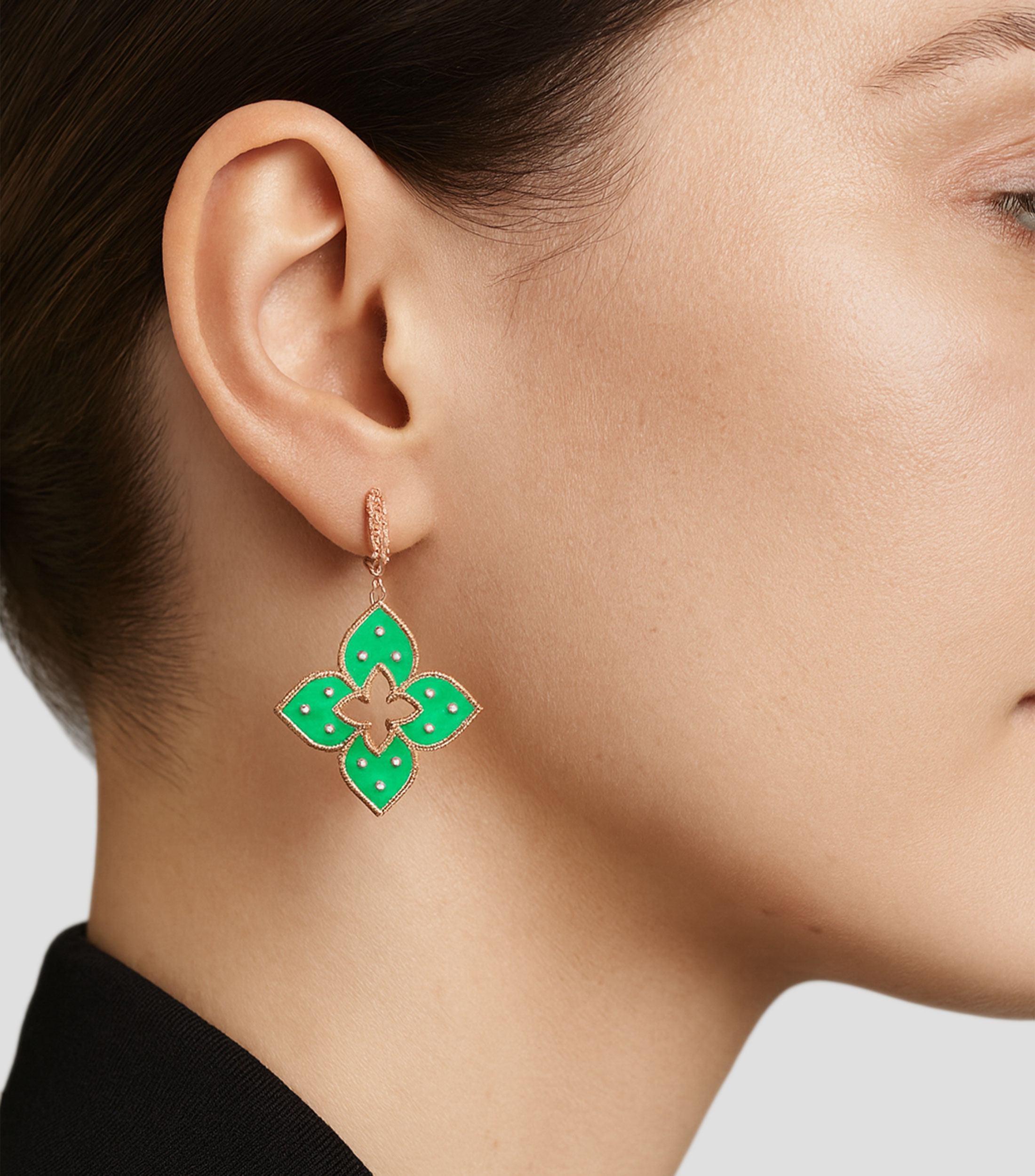 Aretes en oro rosa de 18 kilates con diamantes Venetian Princess Mujer
