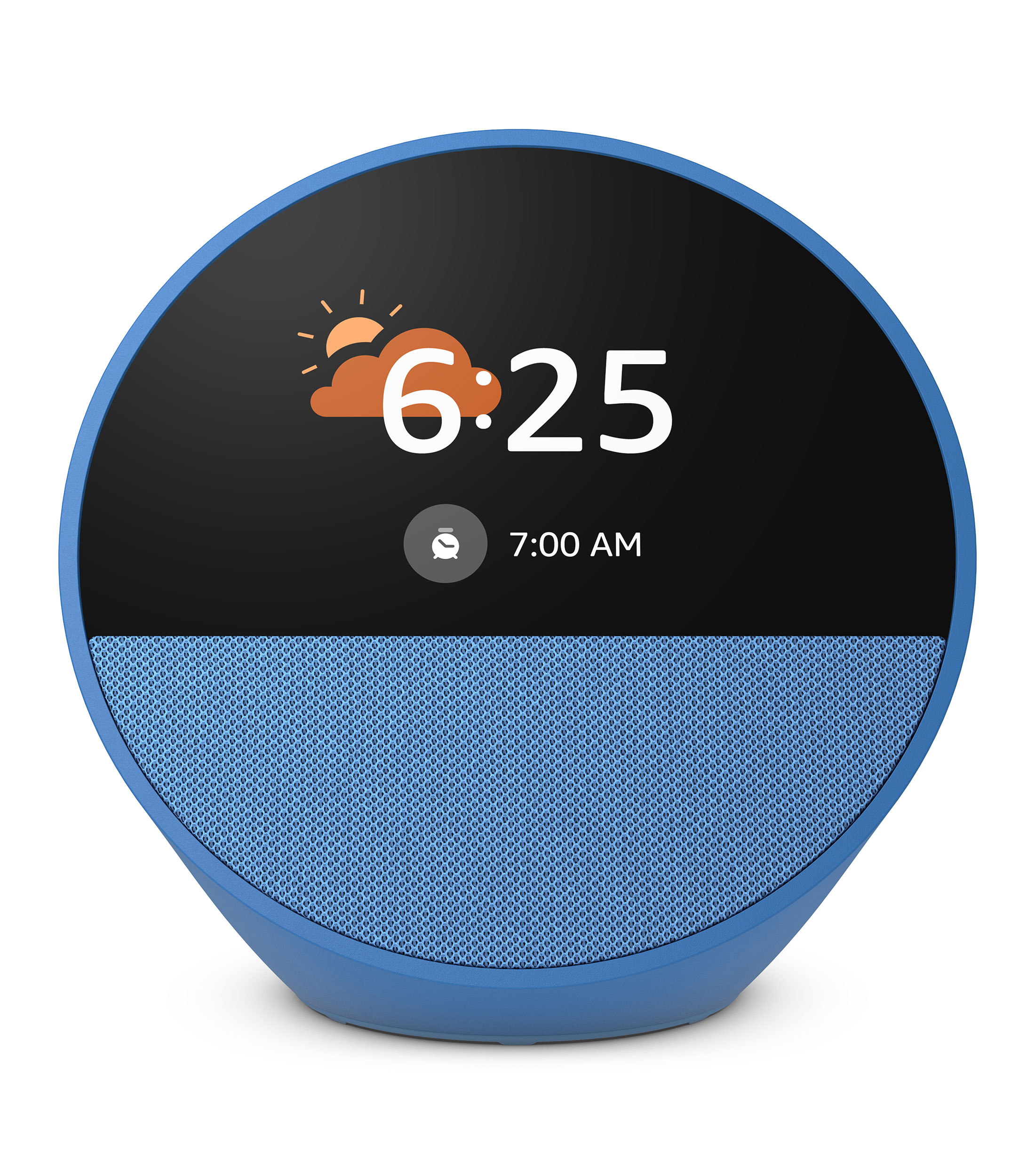 Amazon Echo Spot, despertador inteligente con sonido vibrante y Alexa, Azul