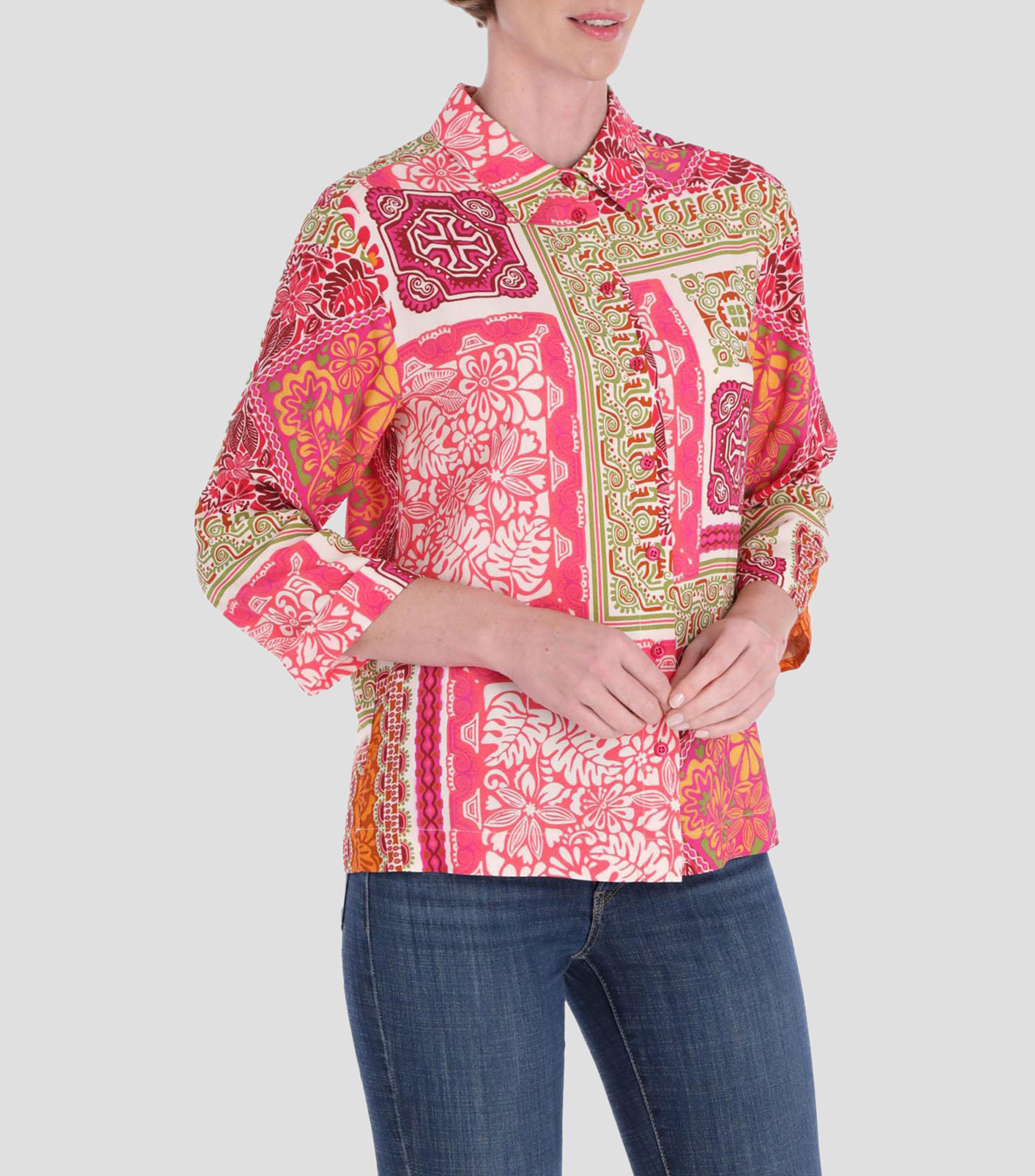 Blusa estampada manga 3/4 Mujer