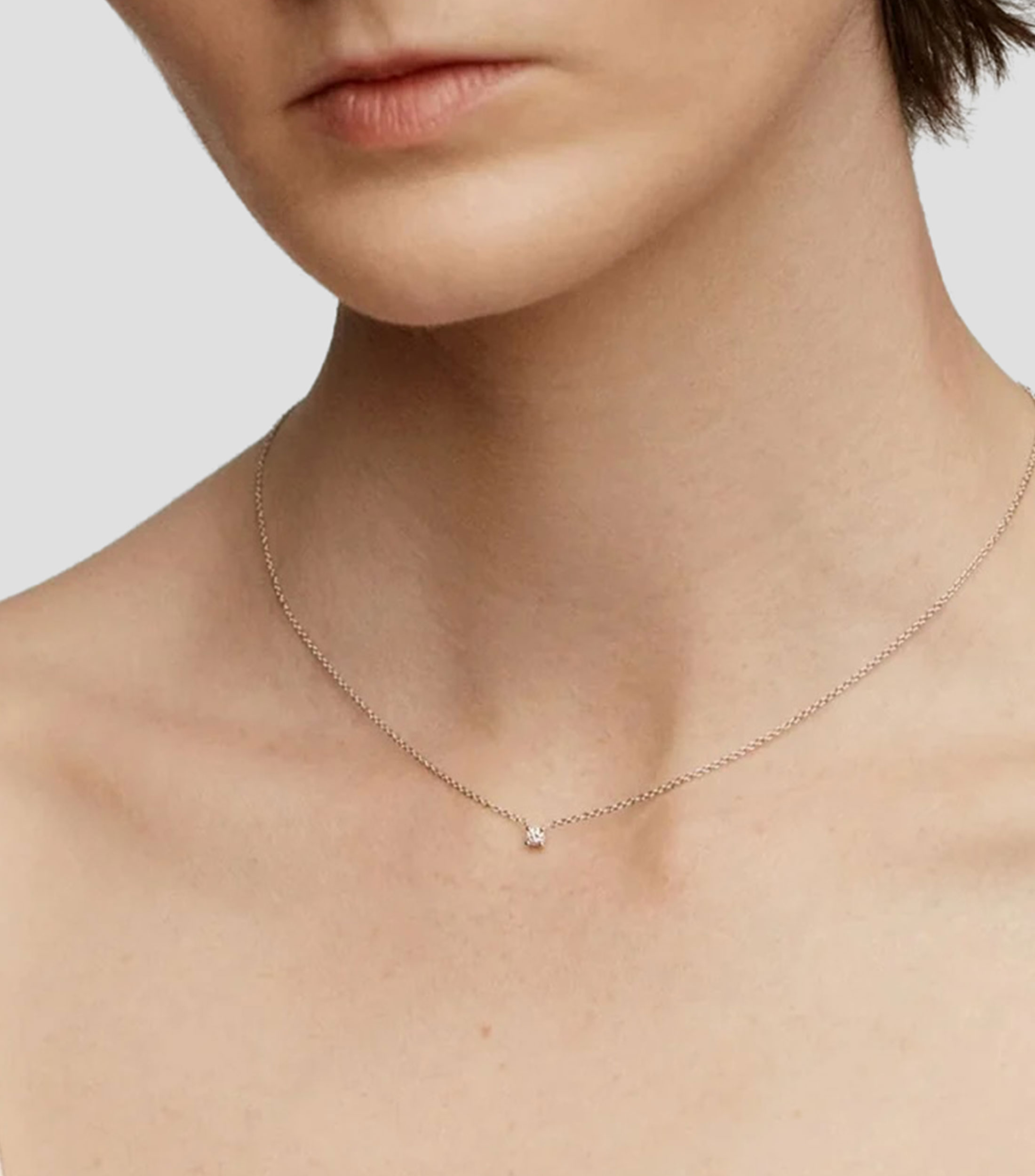 Collar Solitario en Oro blanco de 18 Kilates con diamante Mujer