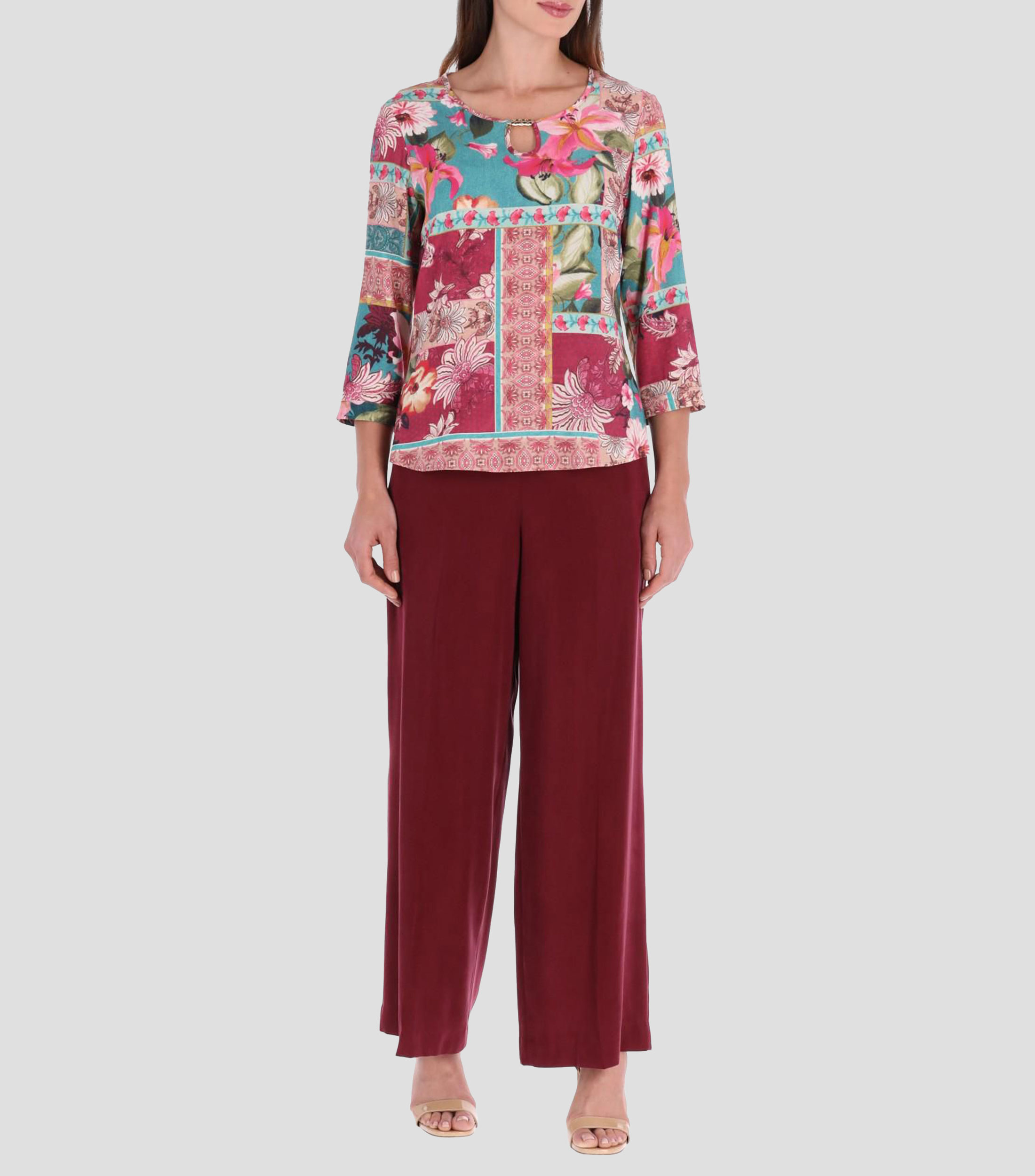 Blusa estampada manga 3/4 Línea Petite Mujer