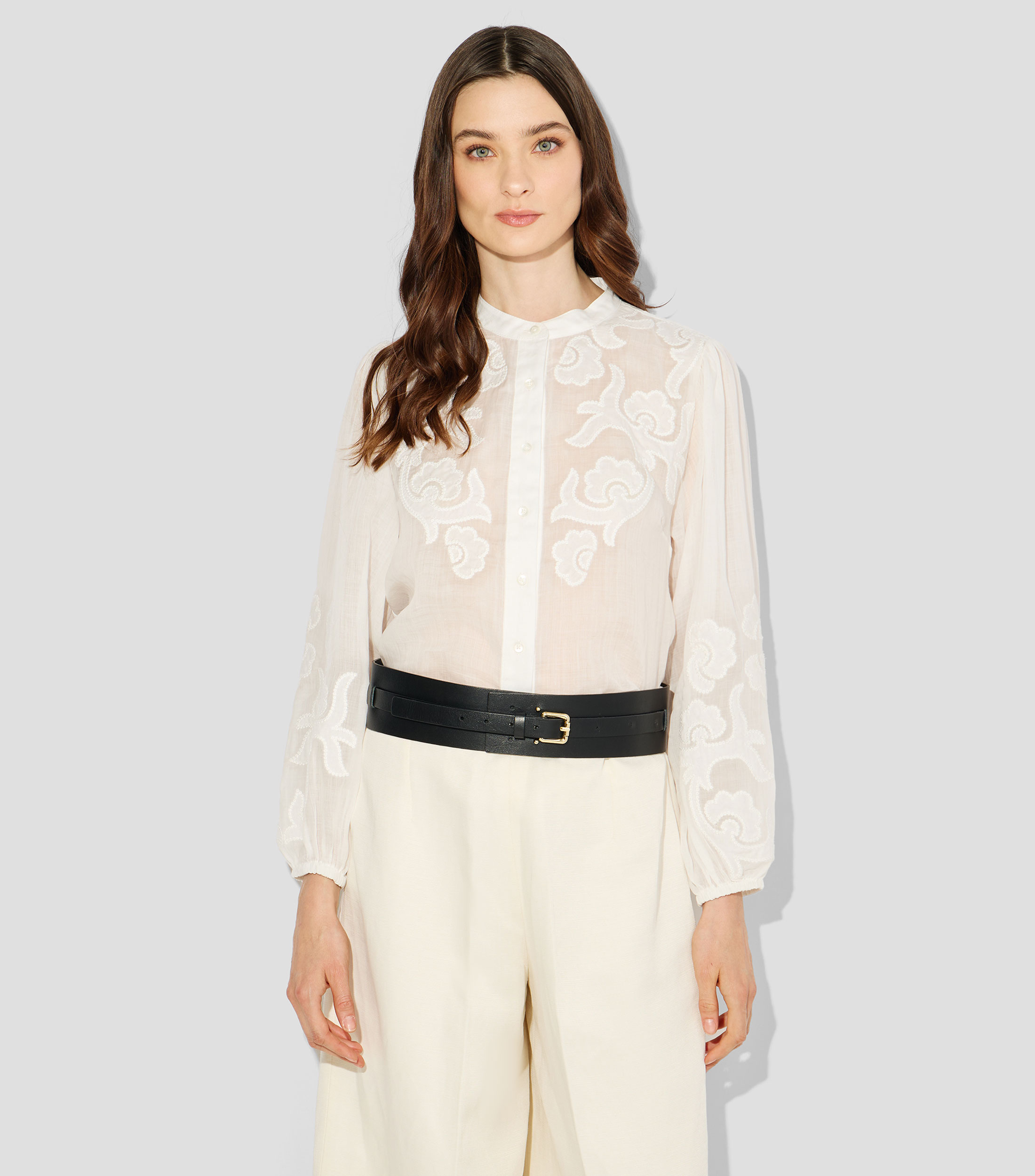 Blusa lisa con manga larga Mujer