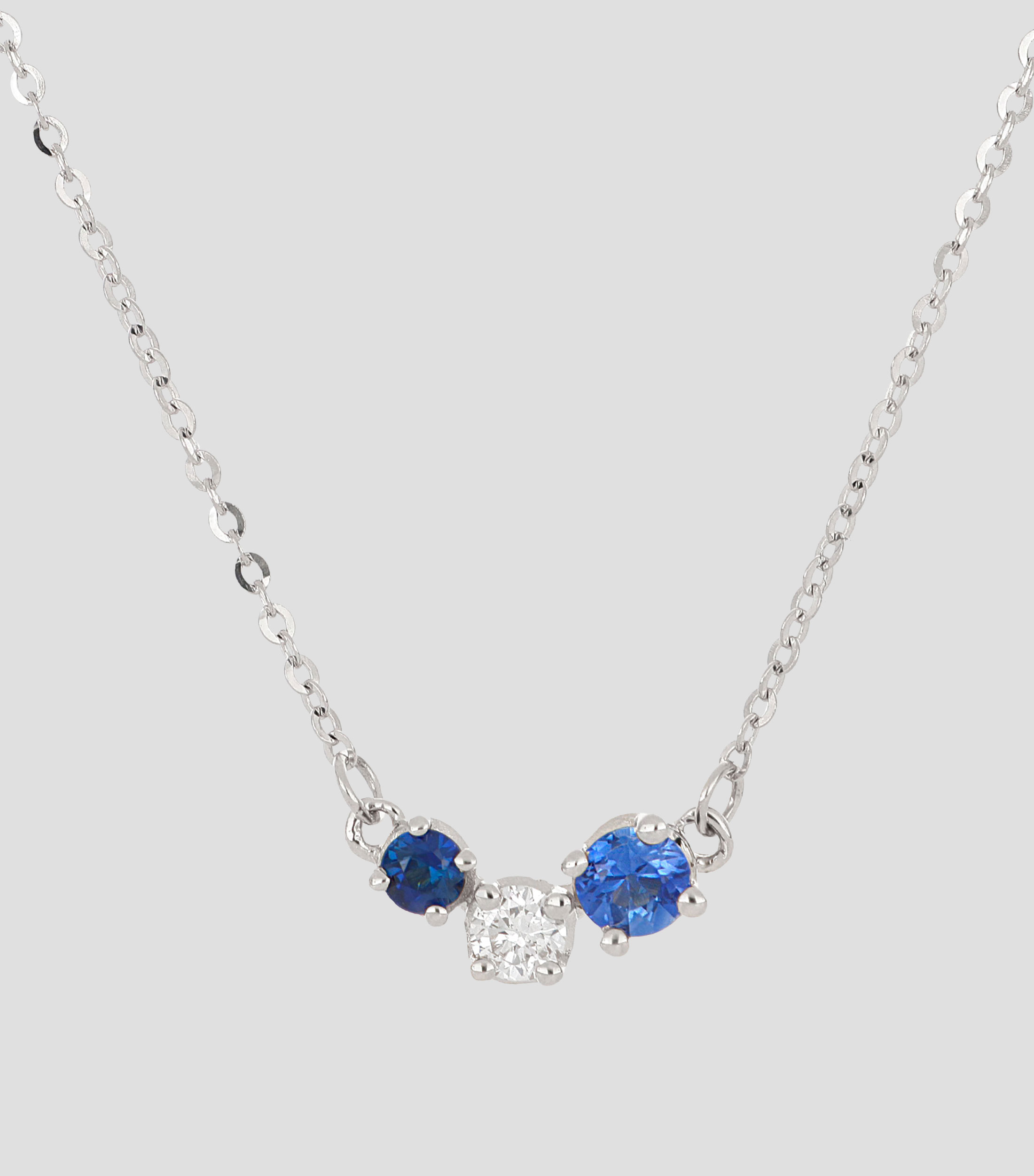 Gargantilla en oro blanco con diamantes y zafiros Mujer