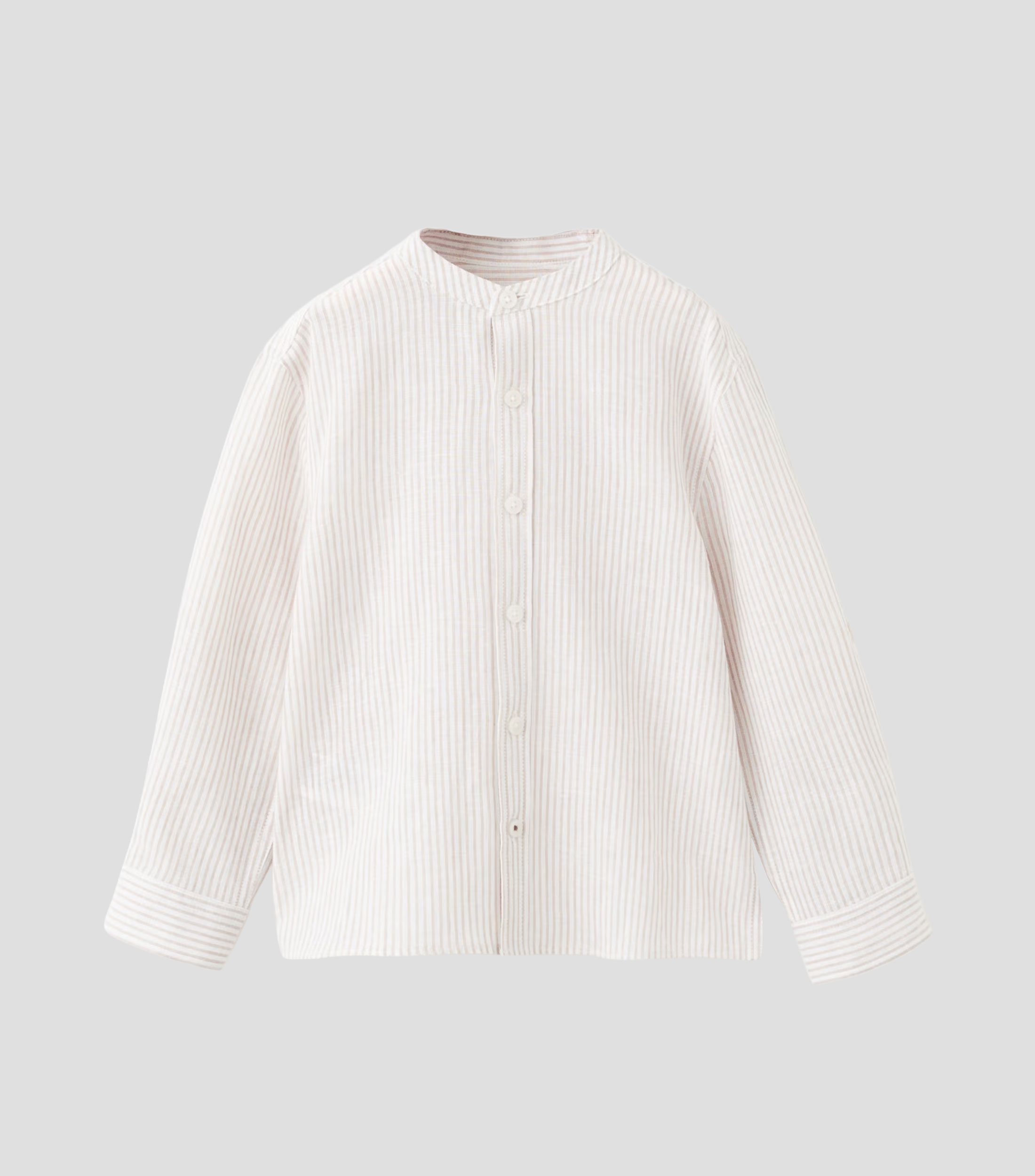 Camisa rayas cuello mao manga larga Niño
