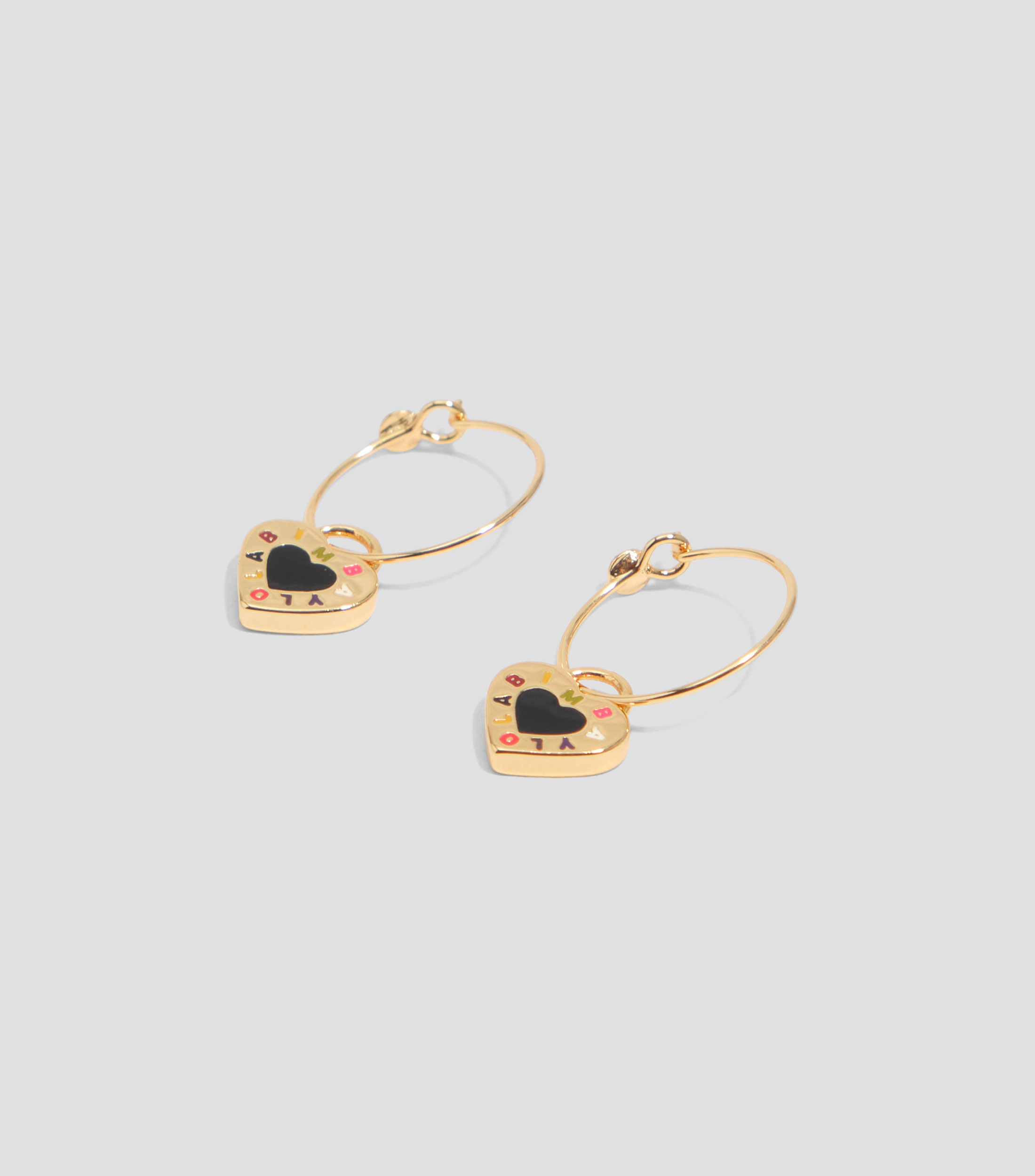 Pendientes aro logo corazón negro Mujer