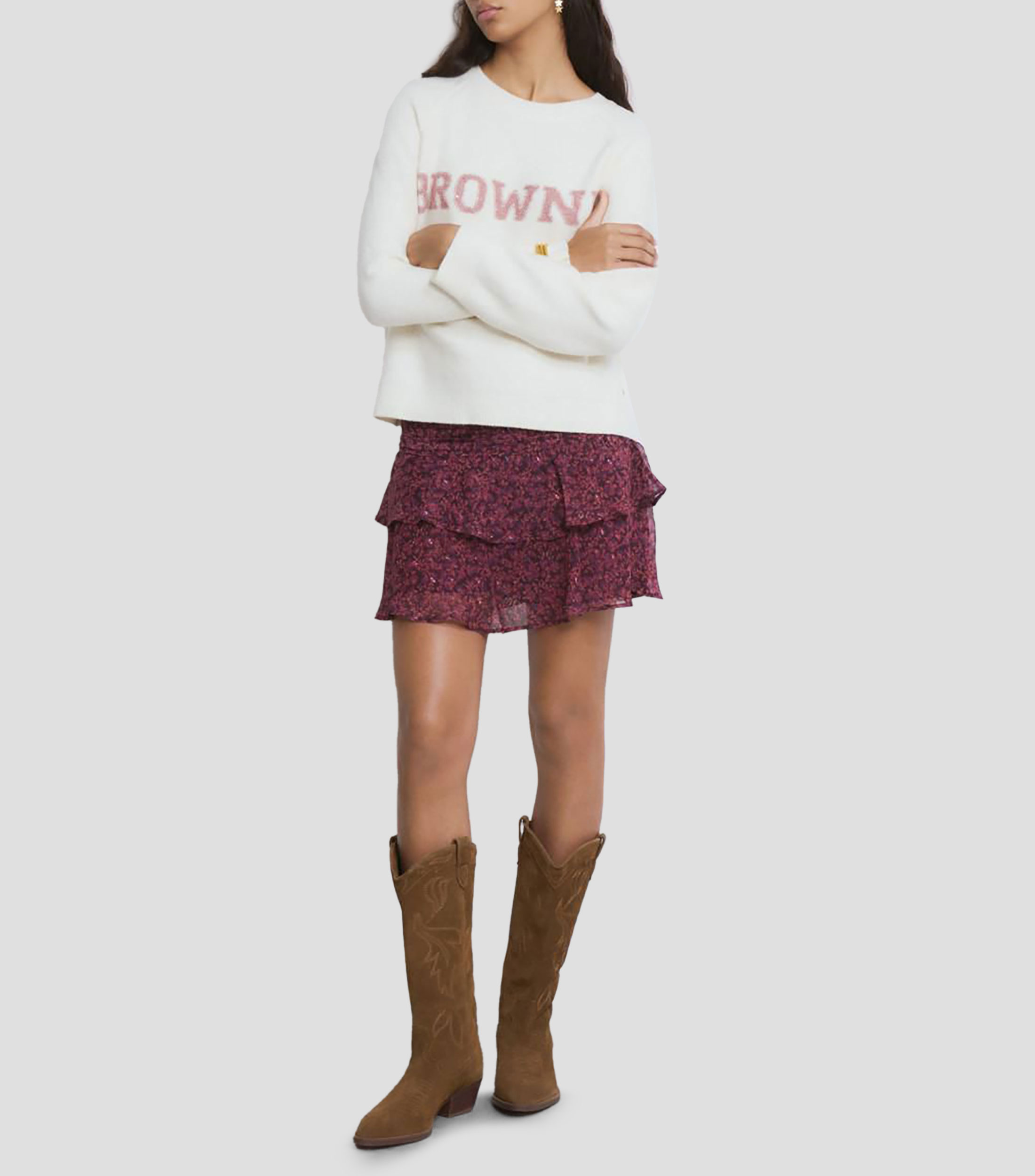 Falda corta de corte regular estampada Mujer