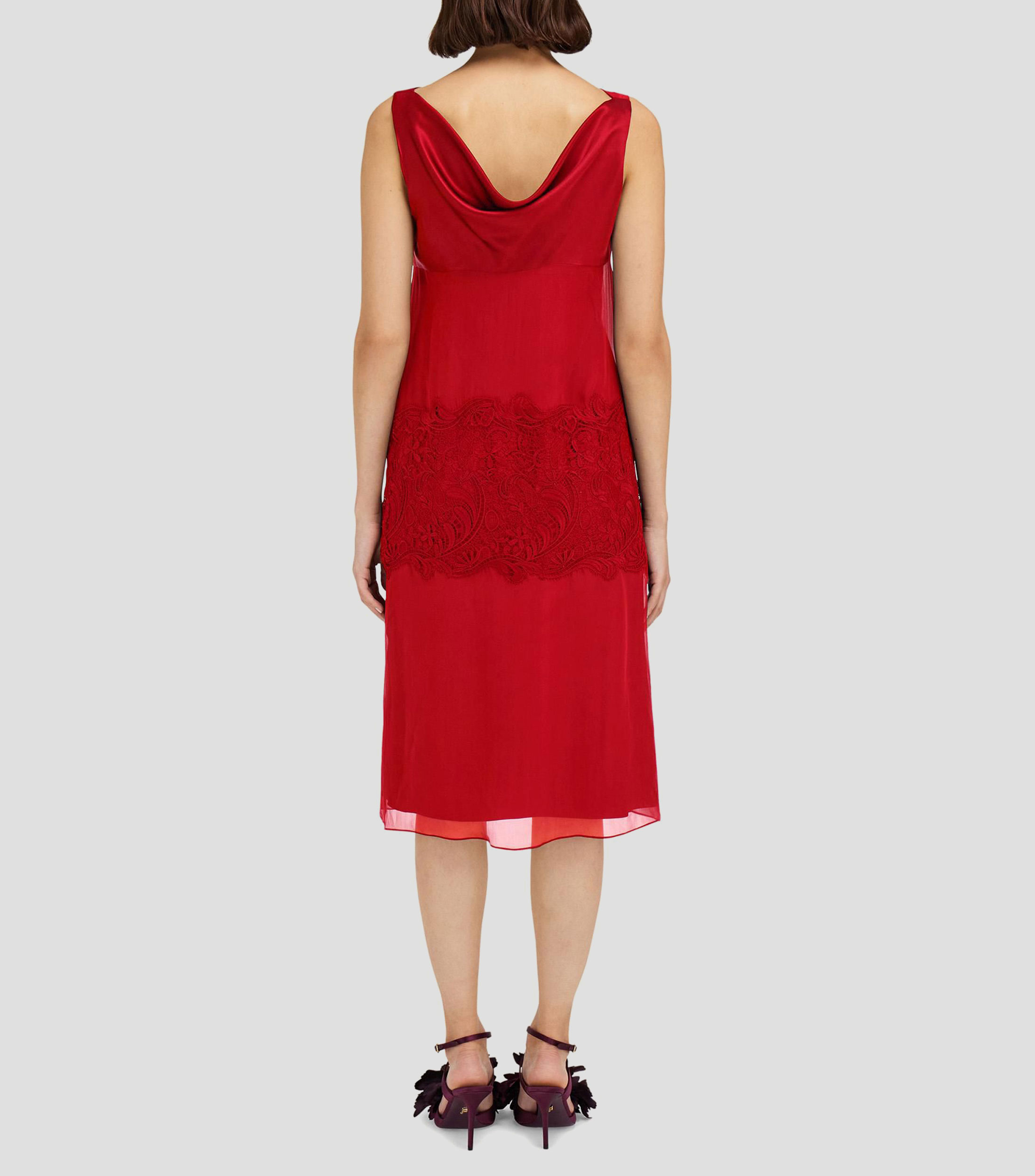 Vestido largo con bordado Mujer