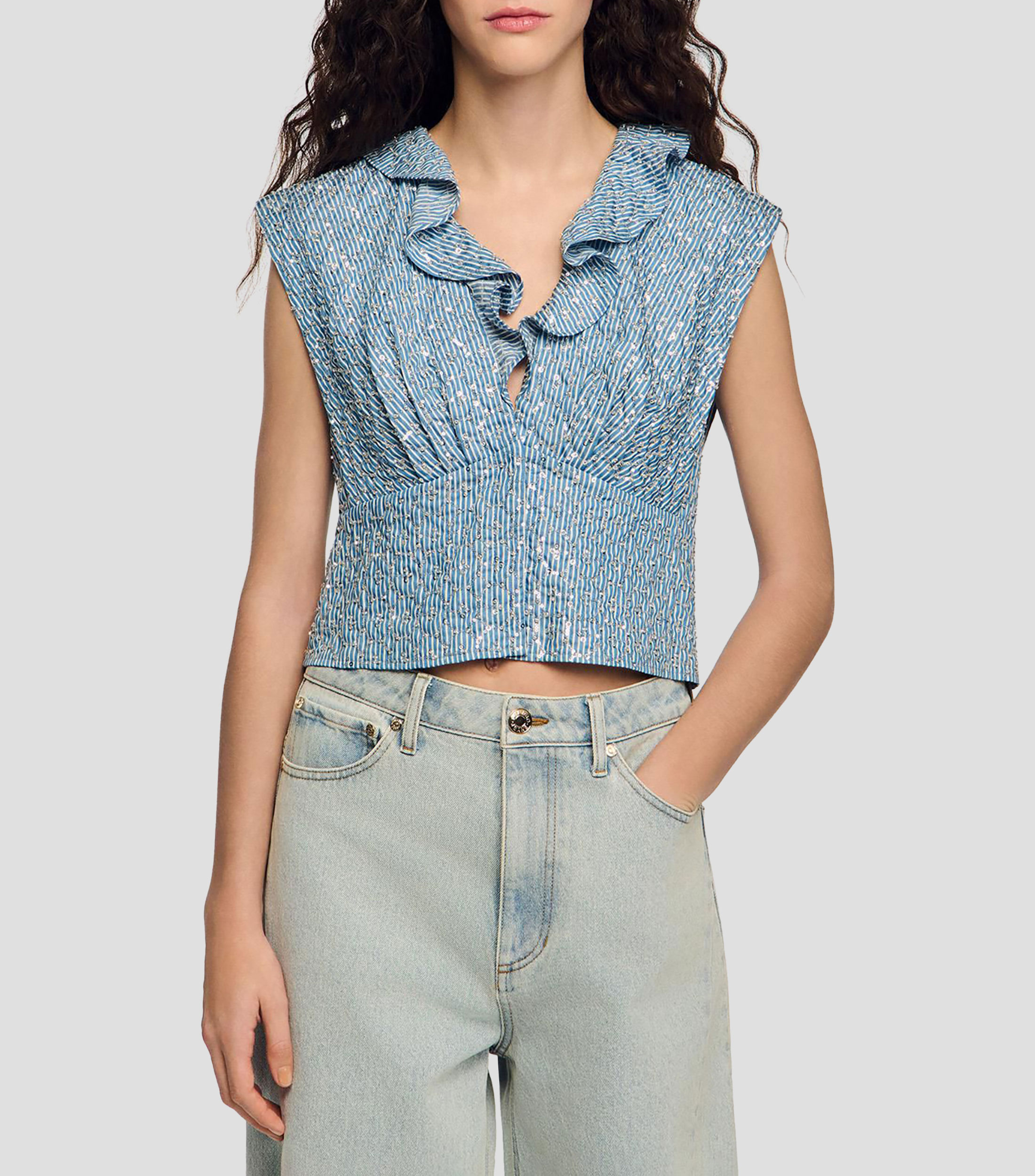 Blusa fantasía sin mangas Mujer