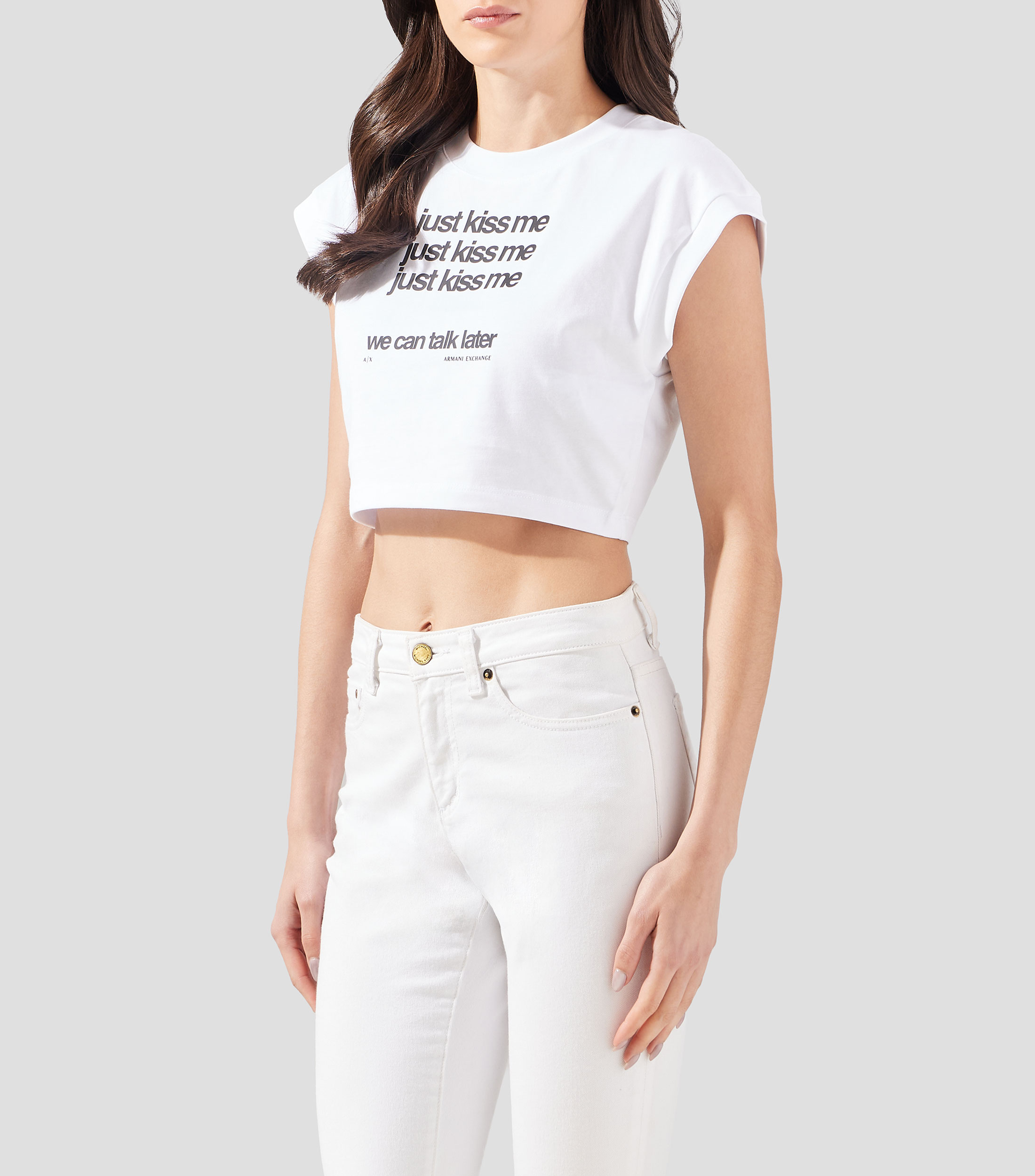 Playera cuello redondo manga corta estampada Mujer