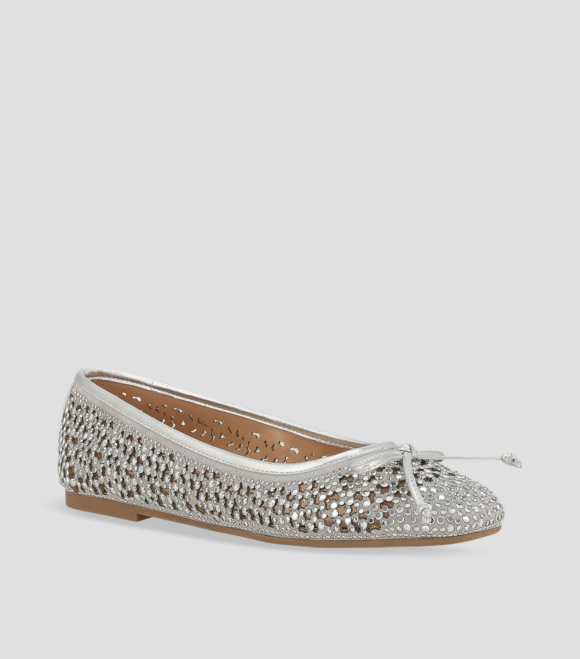 Flats en piel media luna con pedrería Mujer