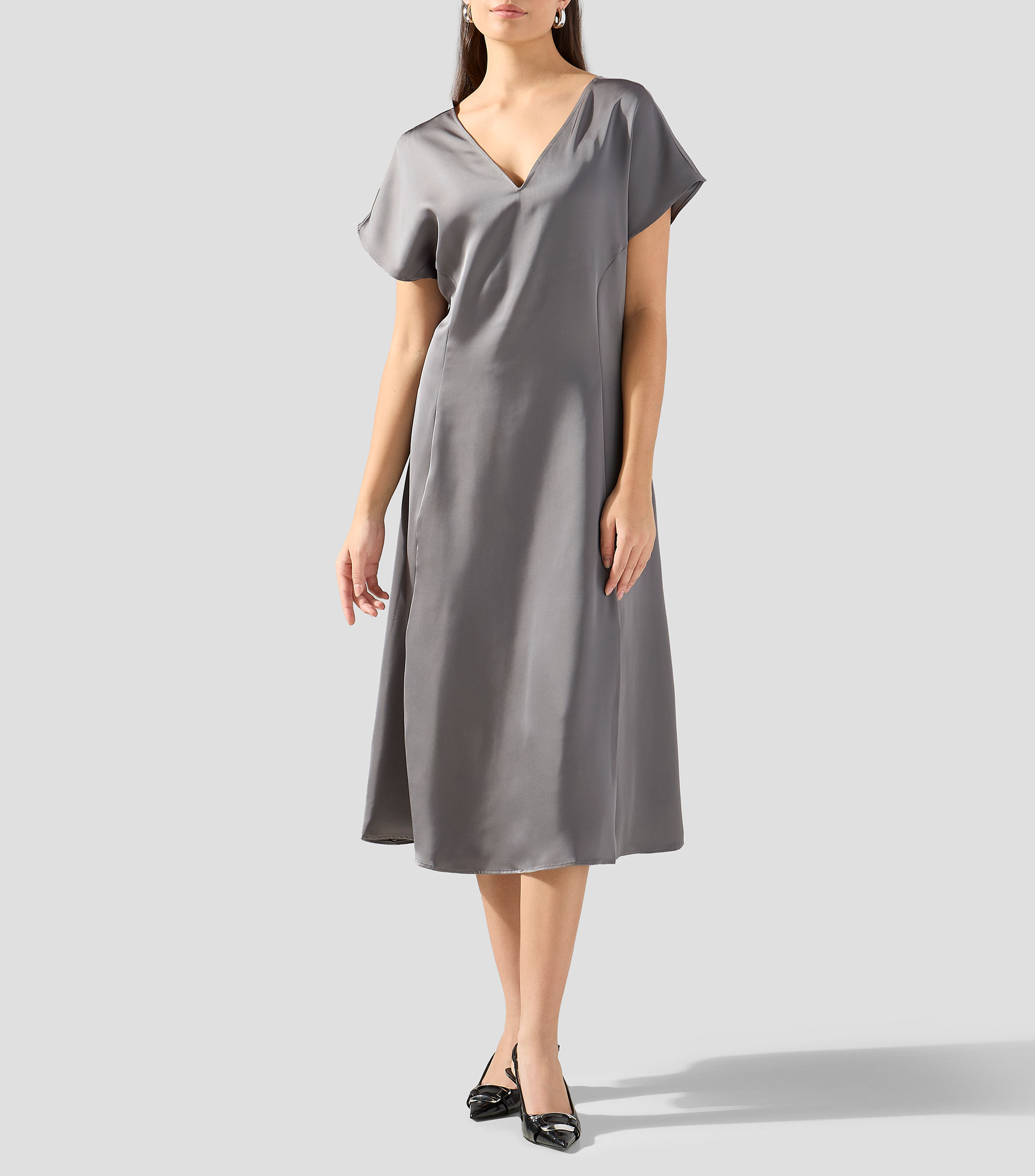 Vestido midi liso Mujer