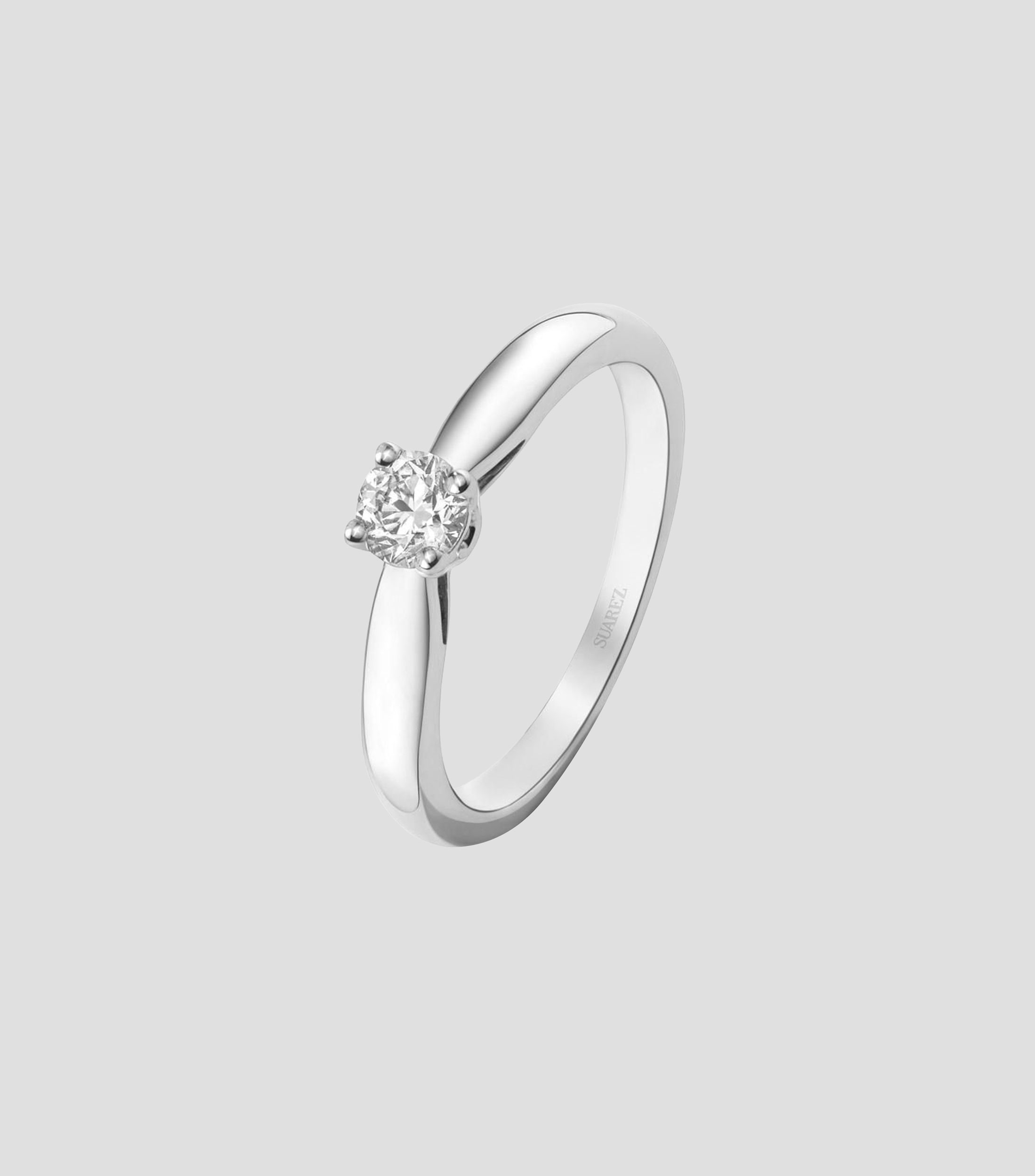 Anillo solitario en Oro blanco de 18 Kilates Compromiso con diamante Mujer