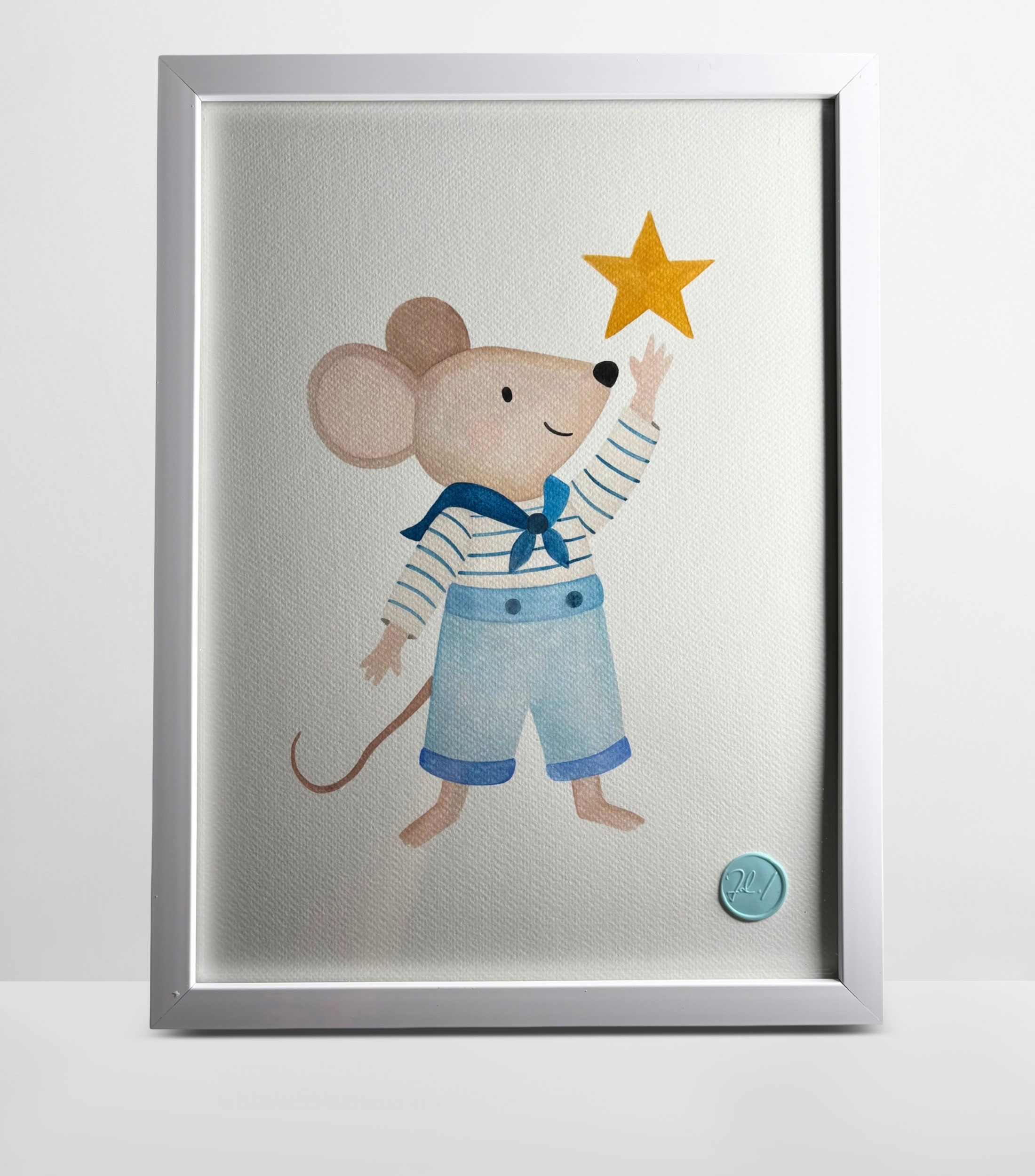 Cuadro decorativo Ratoncito Estrellita en poliestireno y cristal