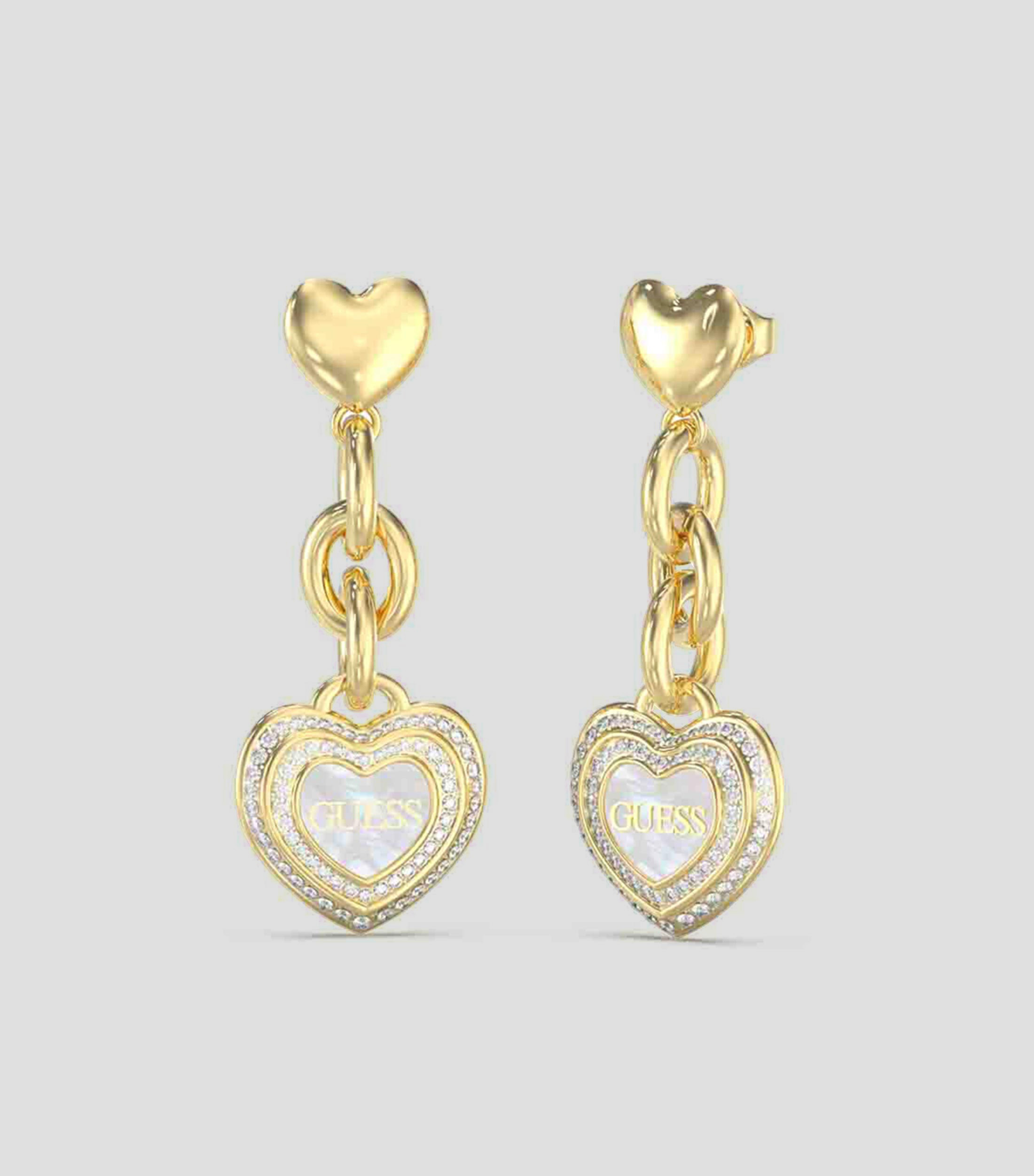 Aretes largos con dije de corazón Mujer