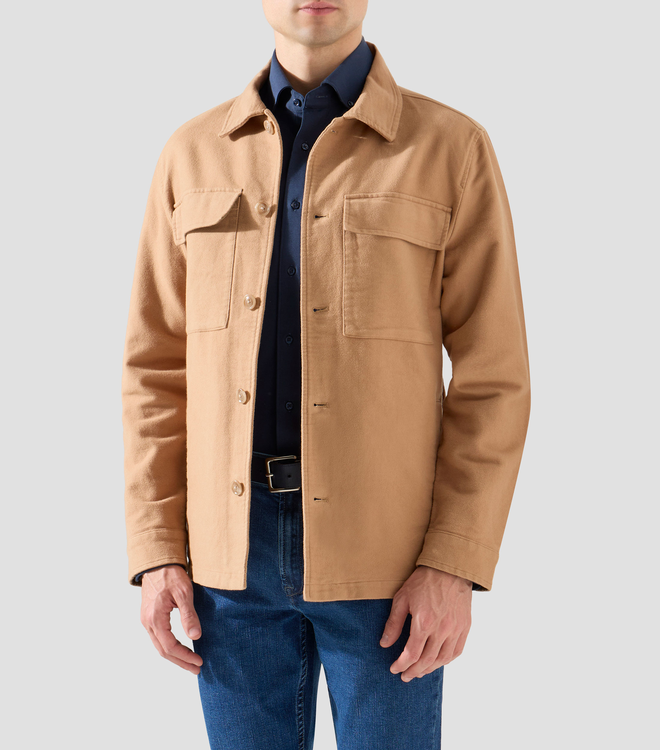 Sobrecamisa lisa manga larga Hombre