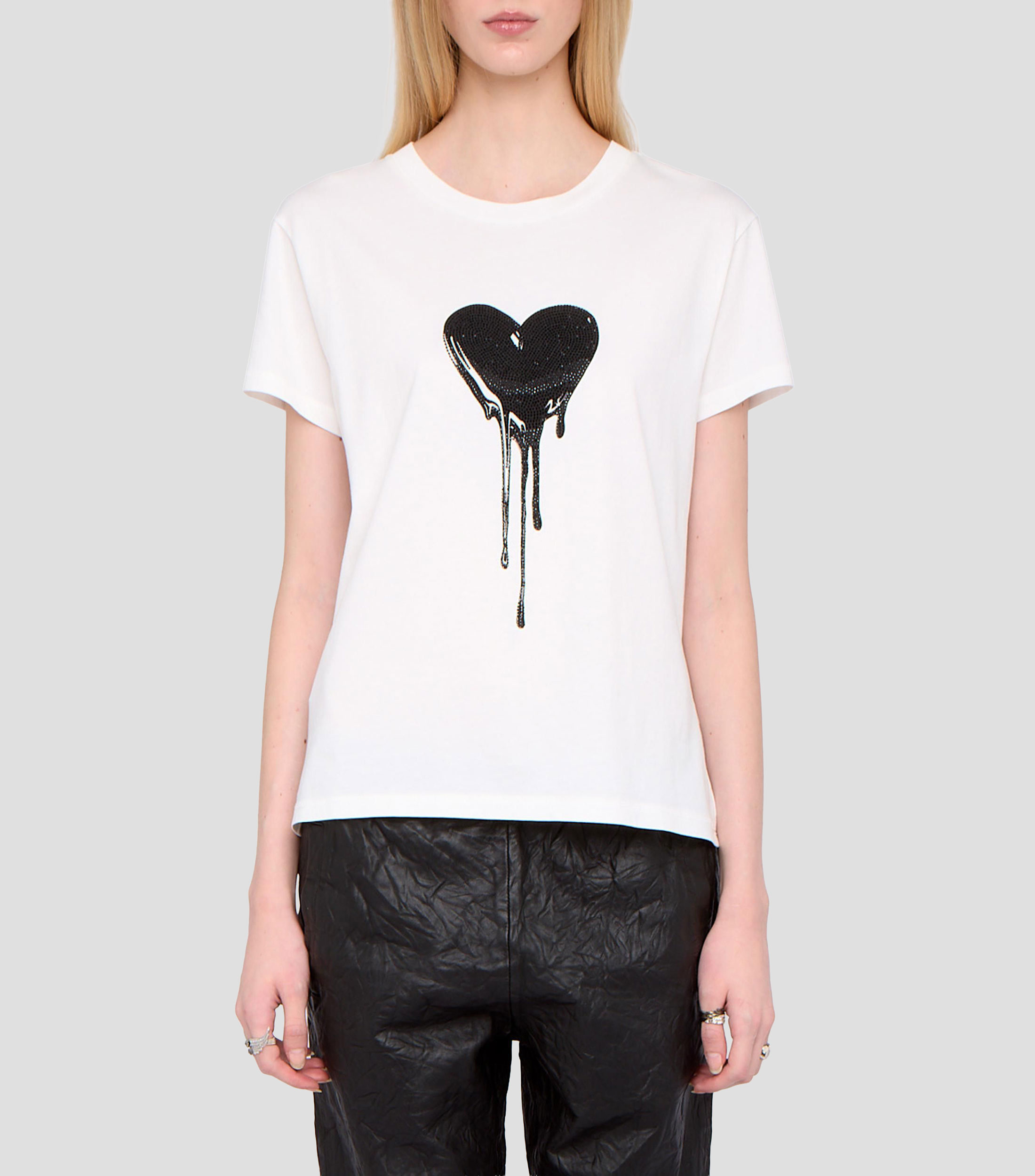 Playera de cuello redondo con manga corta estampada Mujer