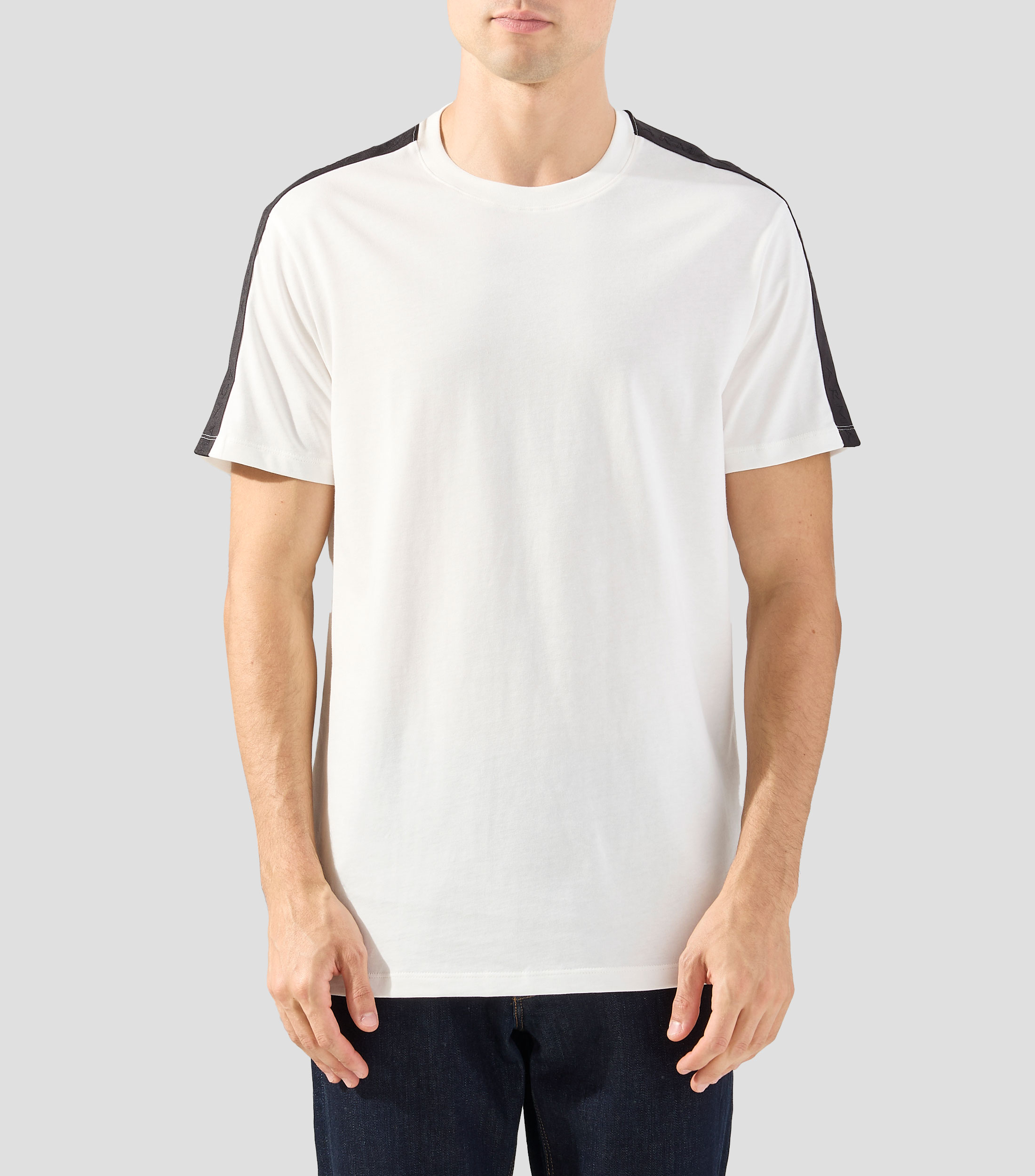 Playera cuello redondo de manga corta con franjas Hombre