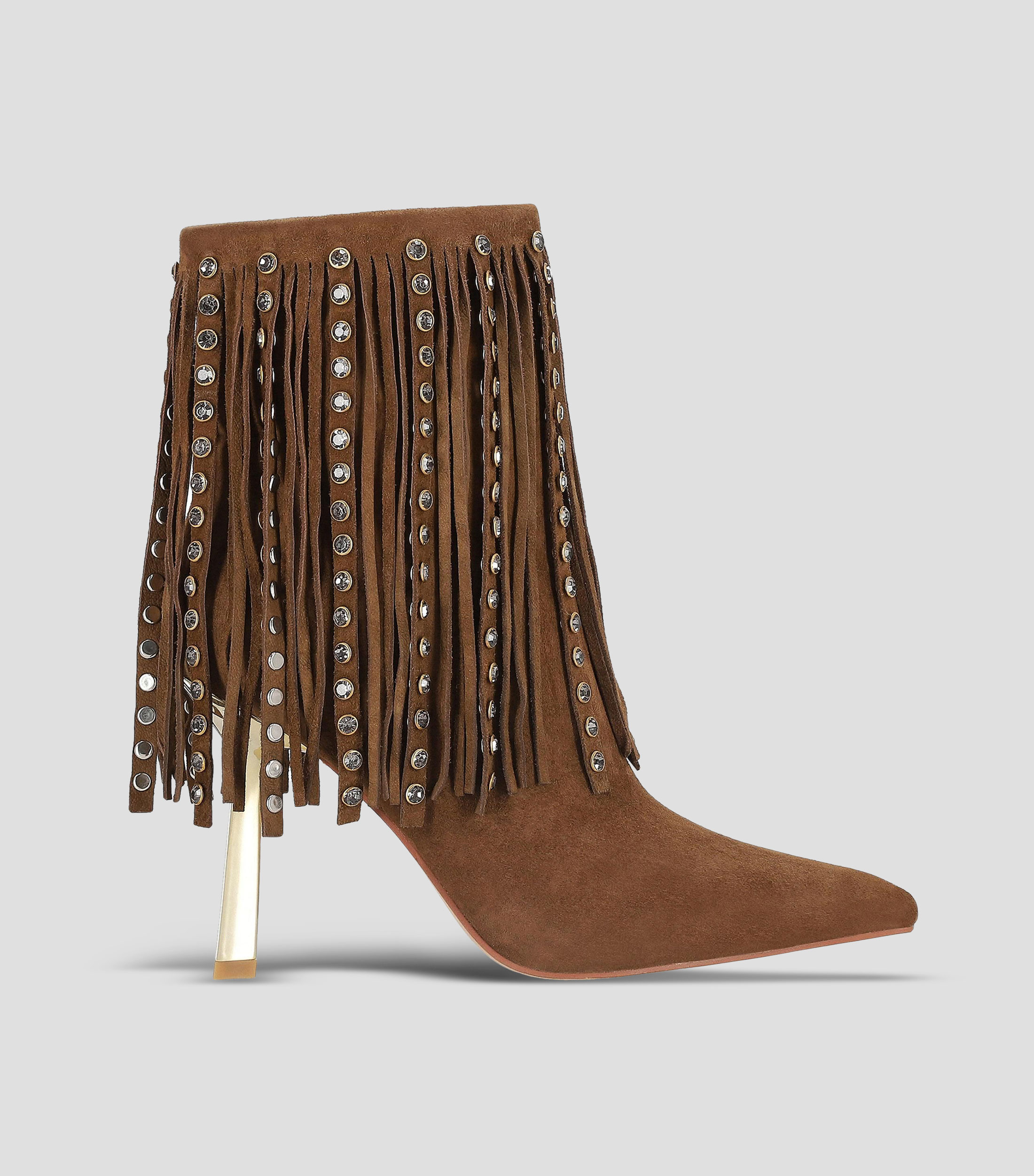 Botines de piel con tacón alto de aguja Mujer
