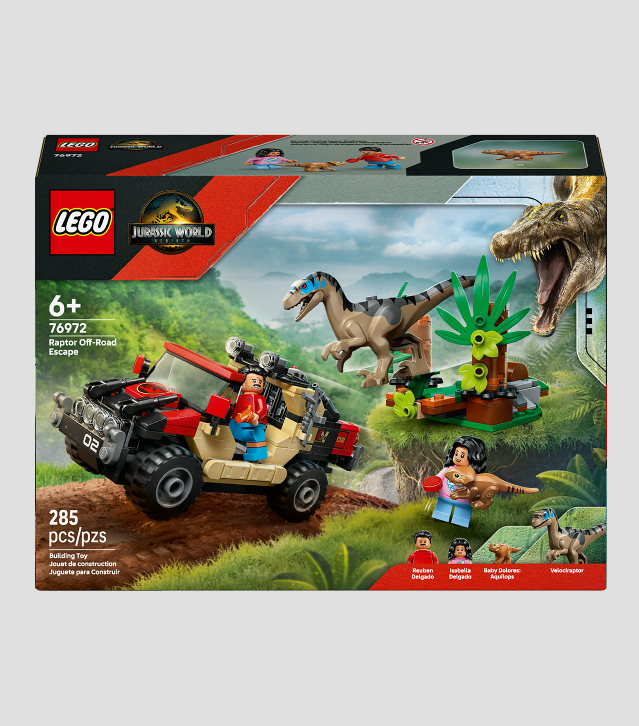 Lego Jurassic World Escape en Auto Todoterreno y Raptor al Acecho 76972