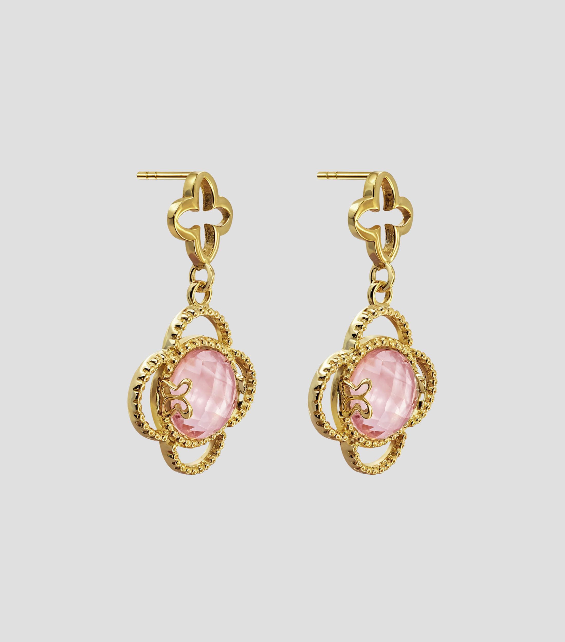 Aretes en plata .925 con Cristal Rose Mop Mujer