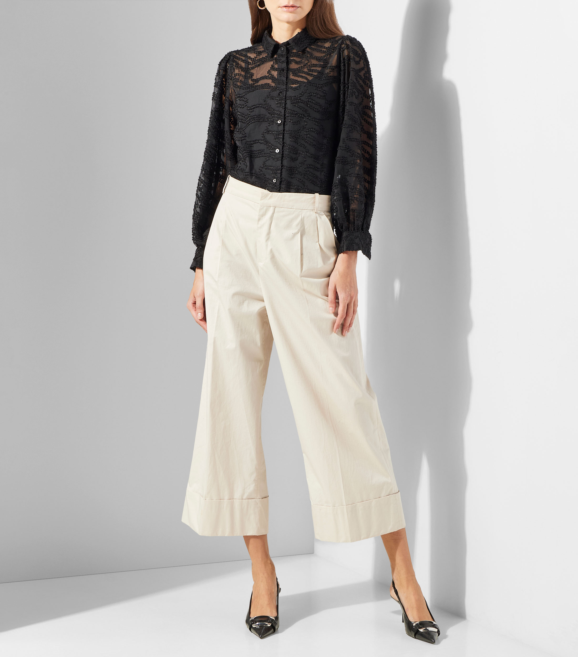 Camisa lisa manga larga Mujer
