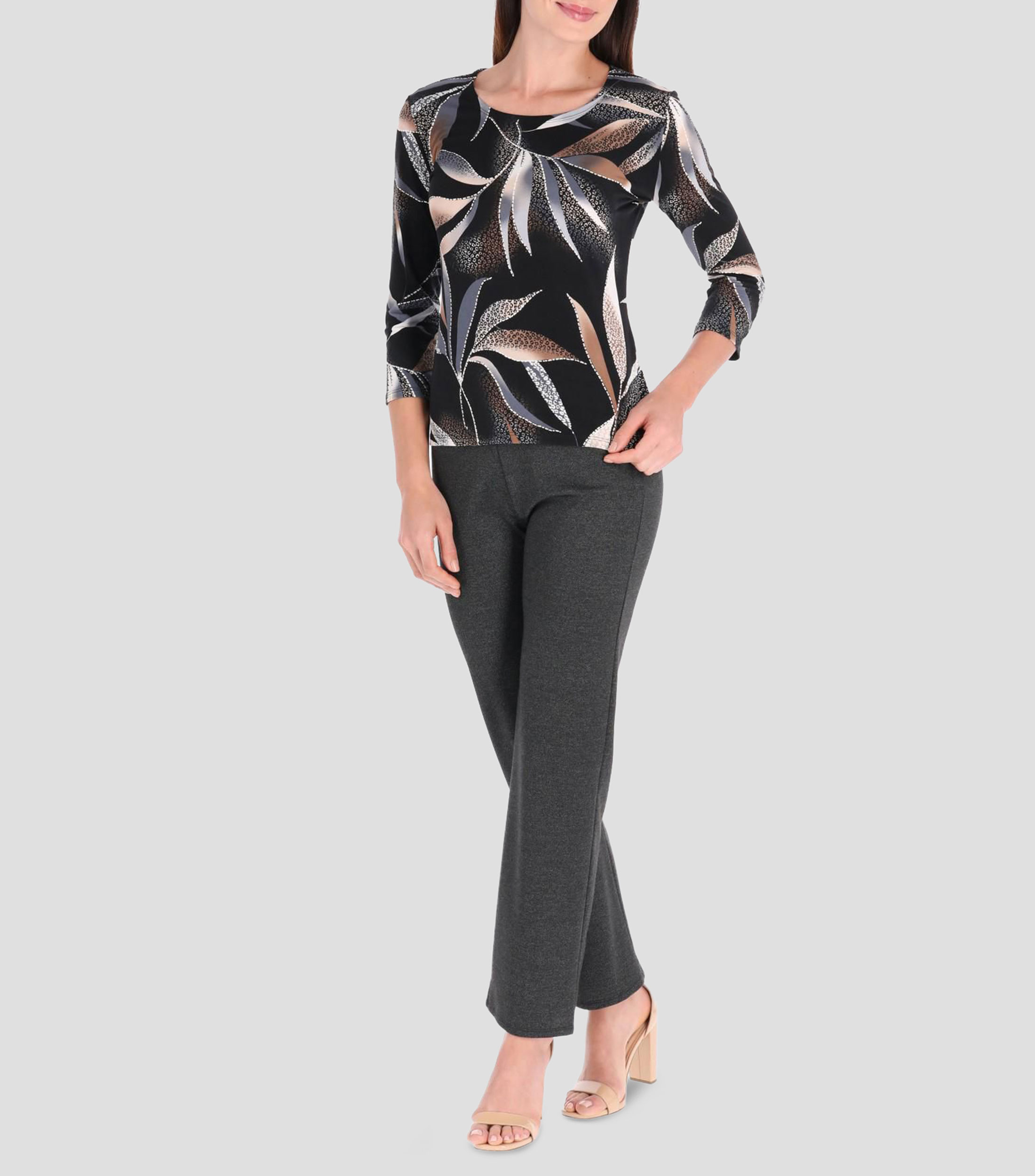 Blusa estampada manga 3/4 Mujer